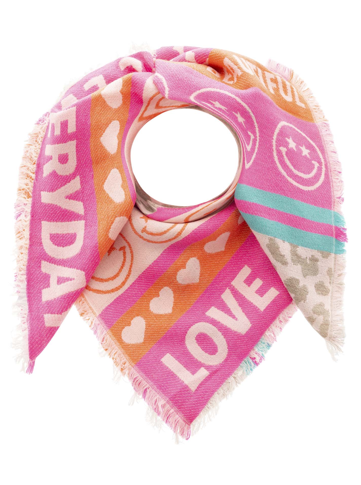 Vierecktuch  BW/Wolle "Love Everyday"