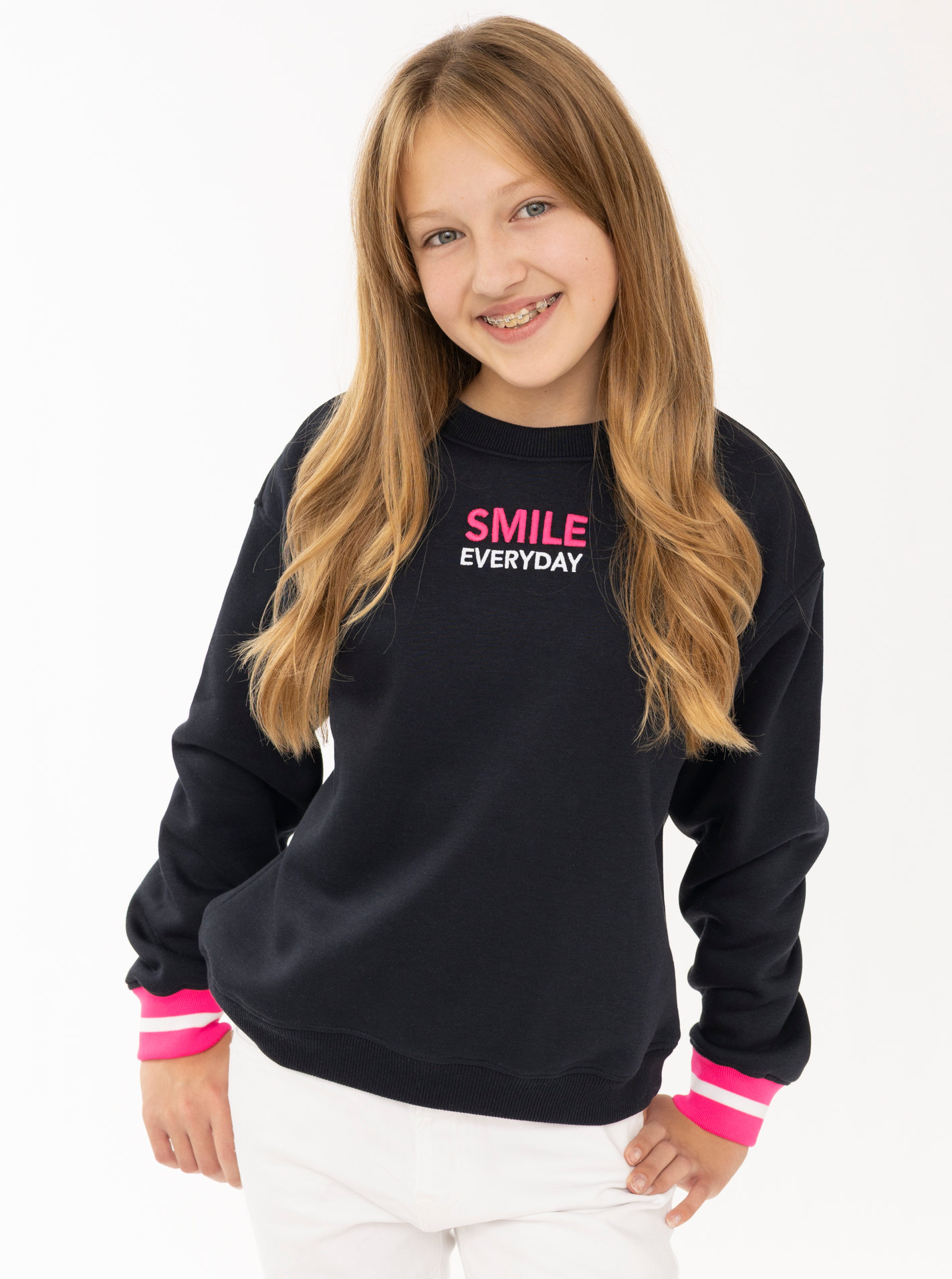 Kids Rundhalssweater "SMILE"
