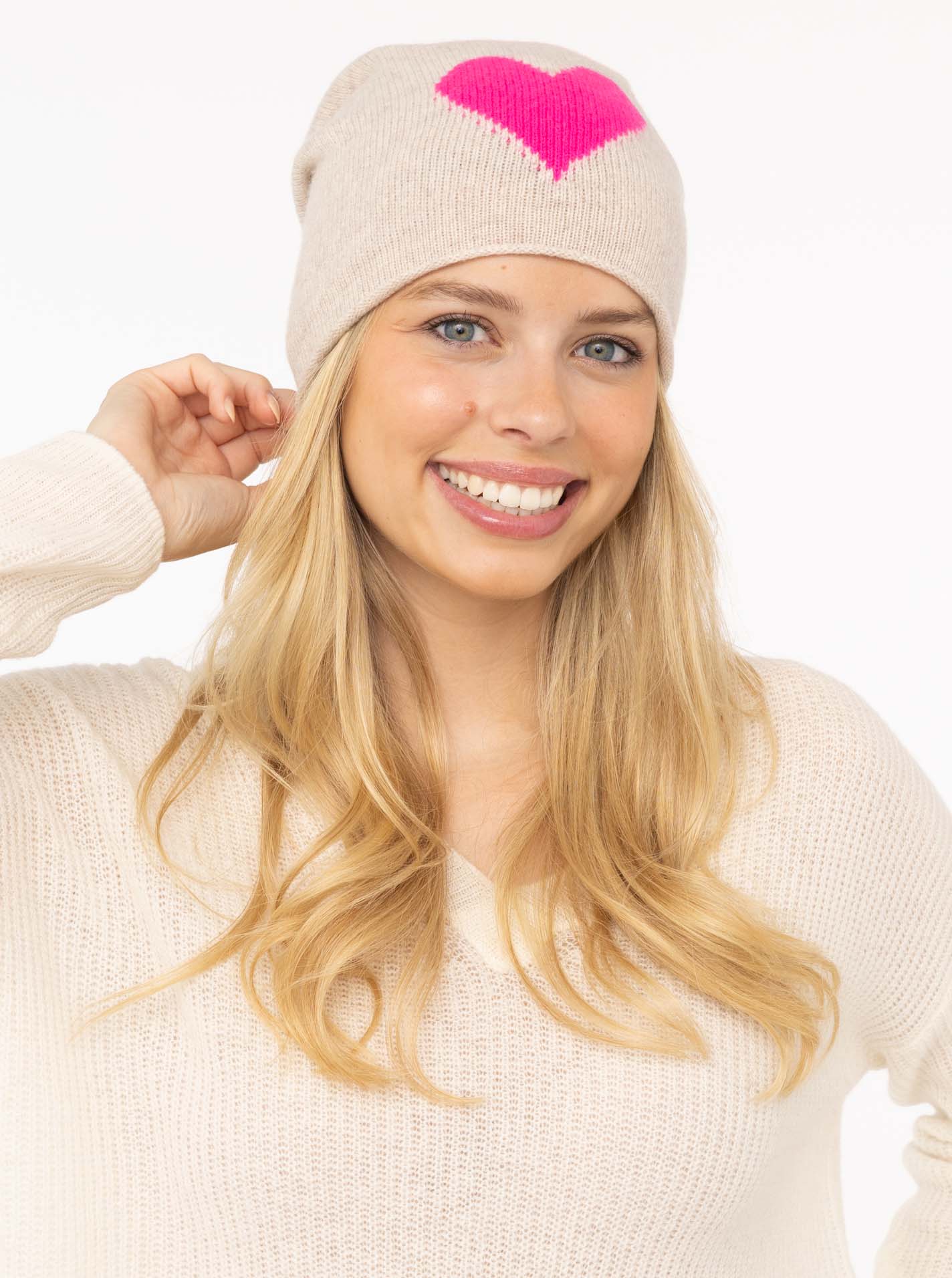 100% Cashmere Beanie "Herz"