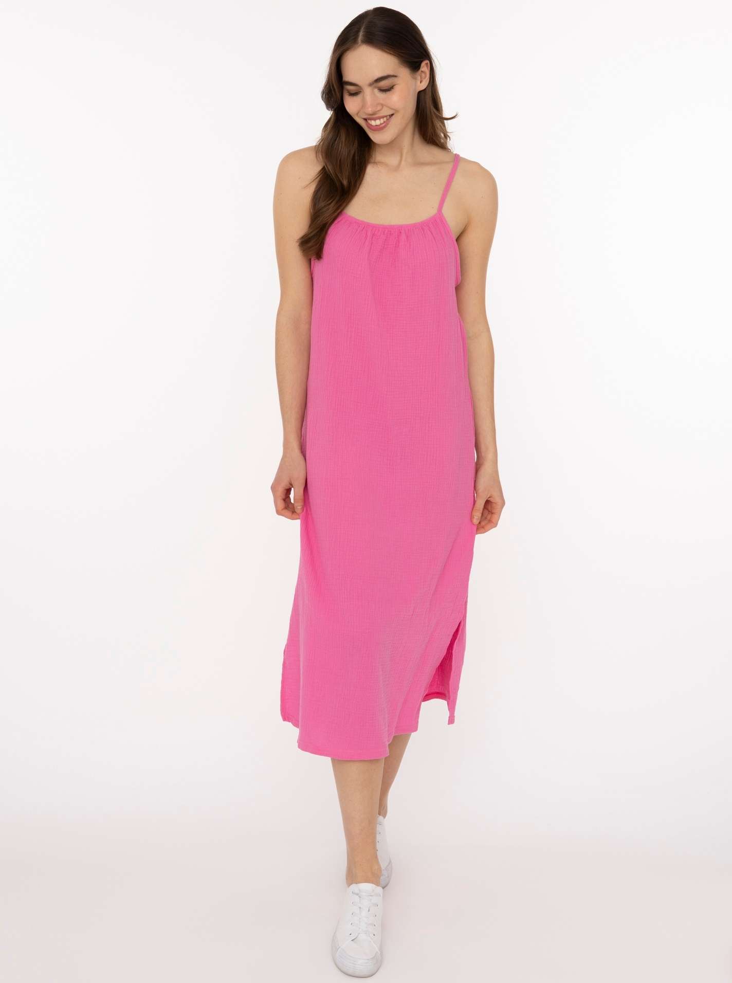 Trägerkleid Maxi Musselin "Uni"