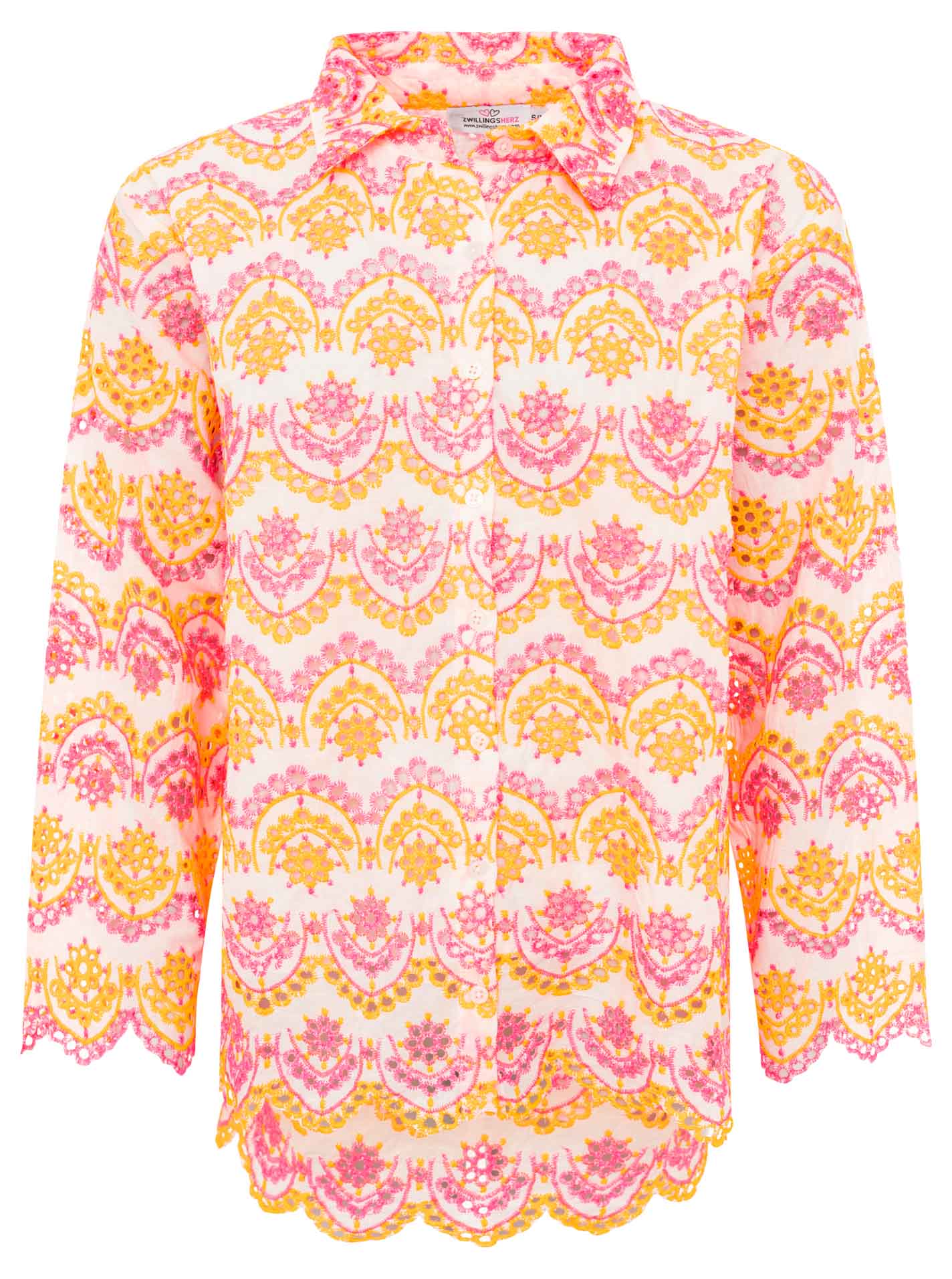 Langarm Bluse mit Lochstickerei