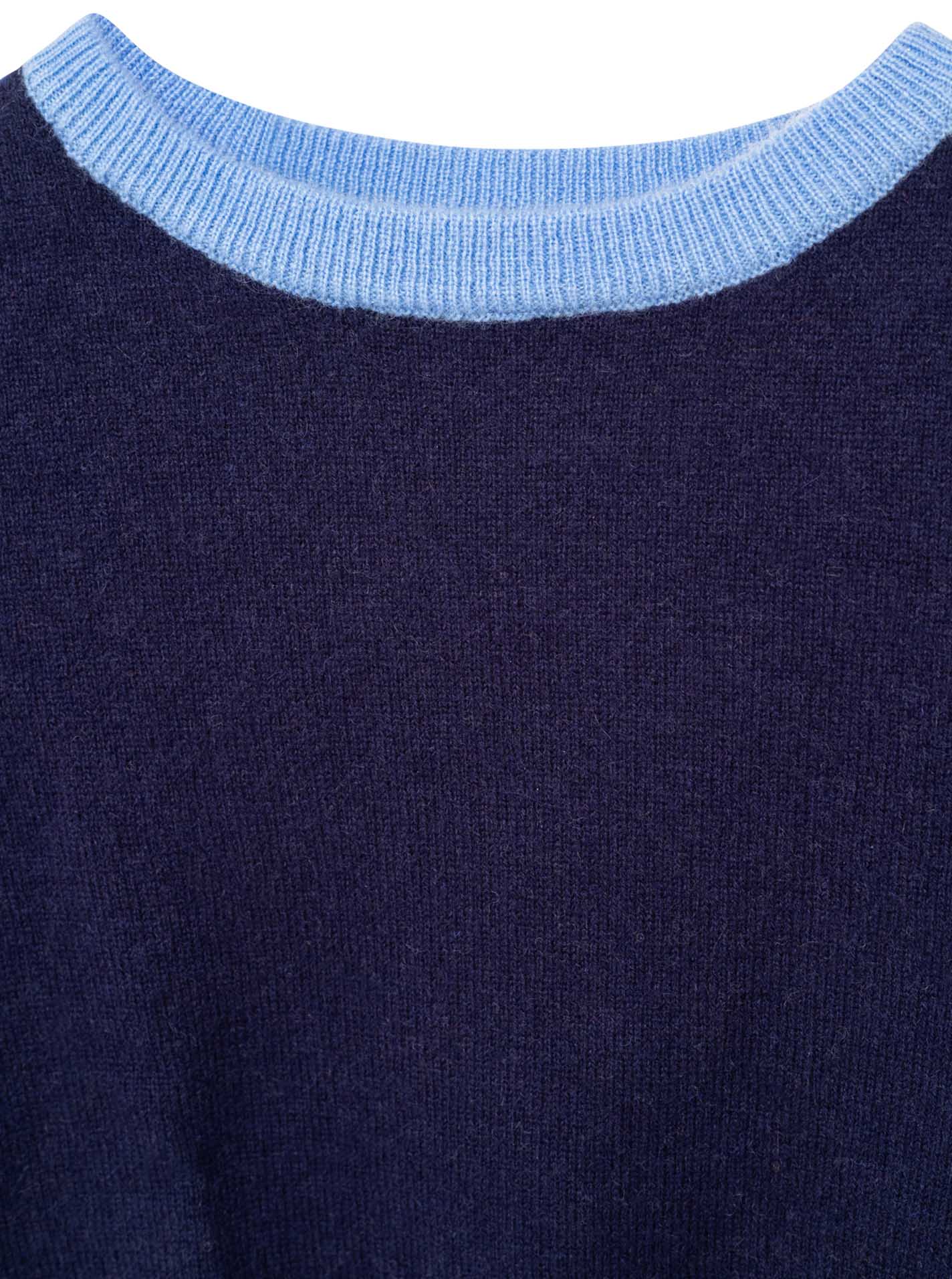 100% Cashmere Kids Rundhals Pullover zweifarbig