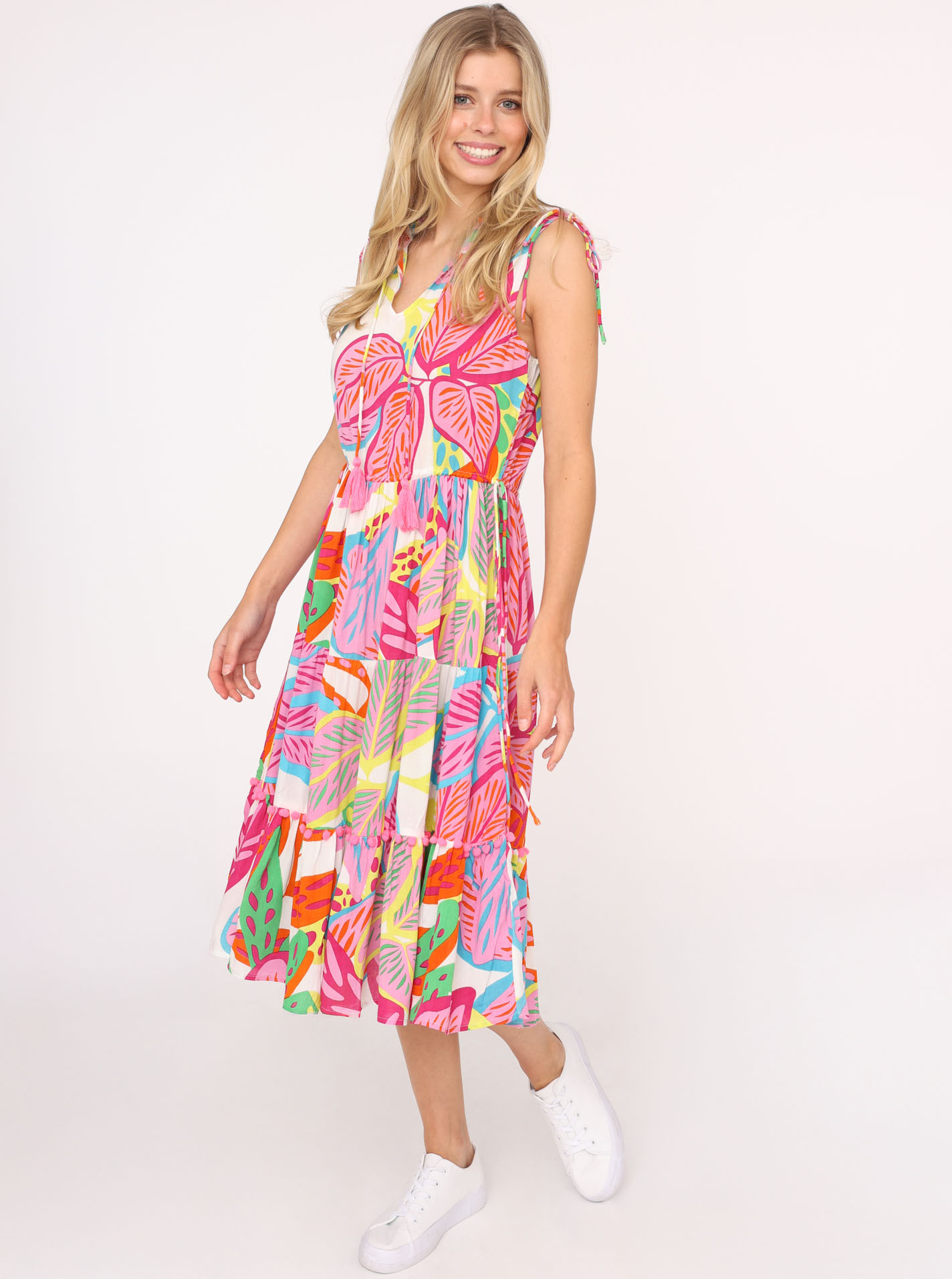 Maxikleid Viskose "Dschungelpflanze"