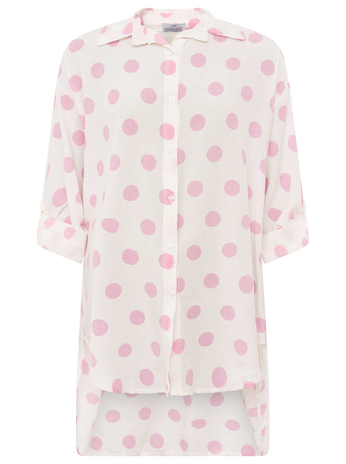 Oversize Bluse Knopfleiste "Große Punkte"