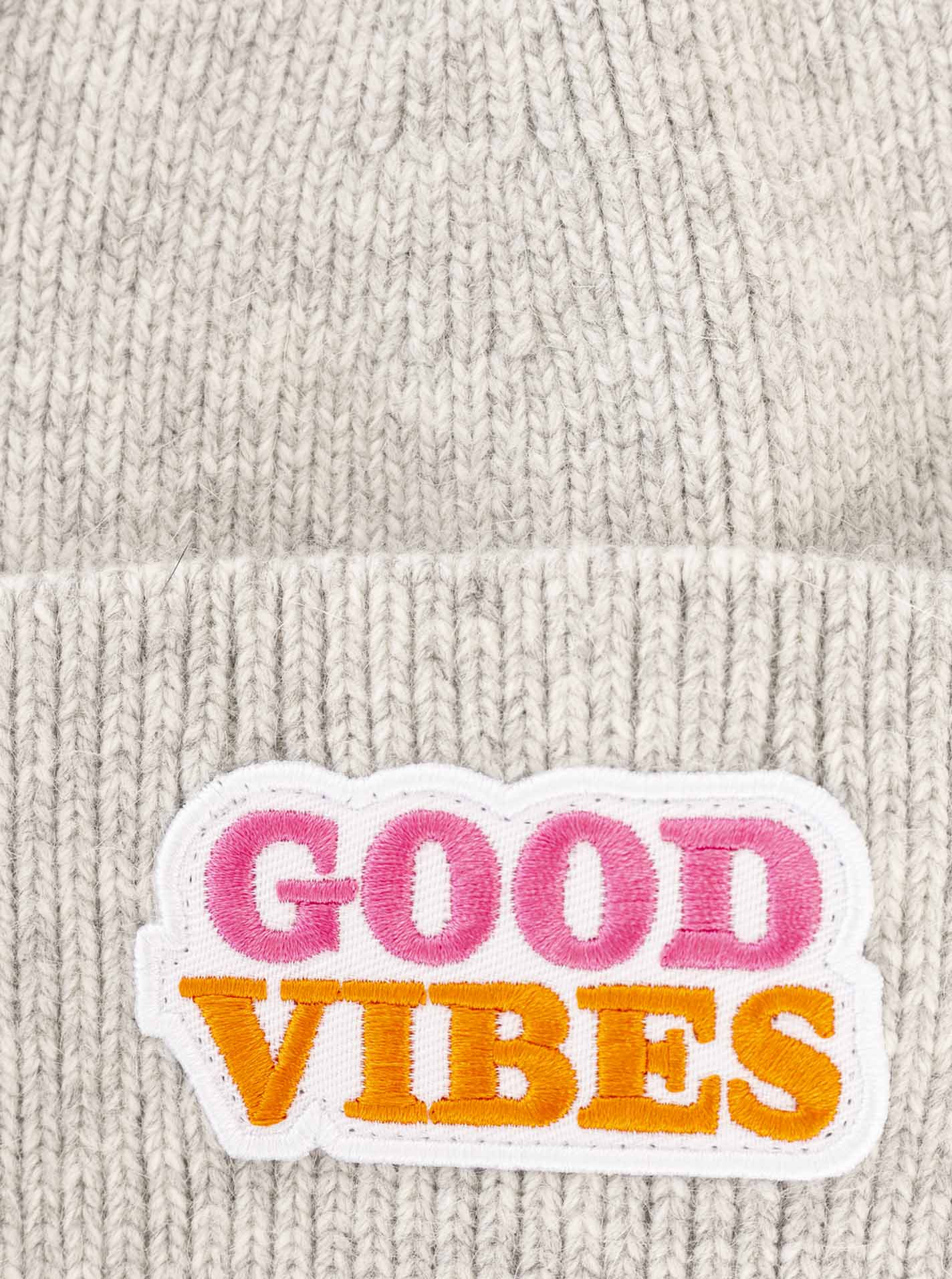 Umschlagmütze Wollmix "Good Vibes"