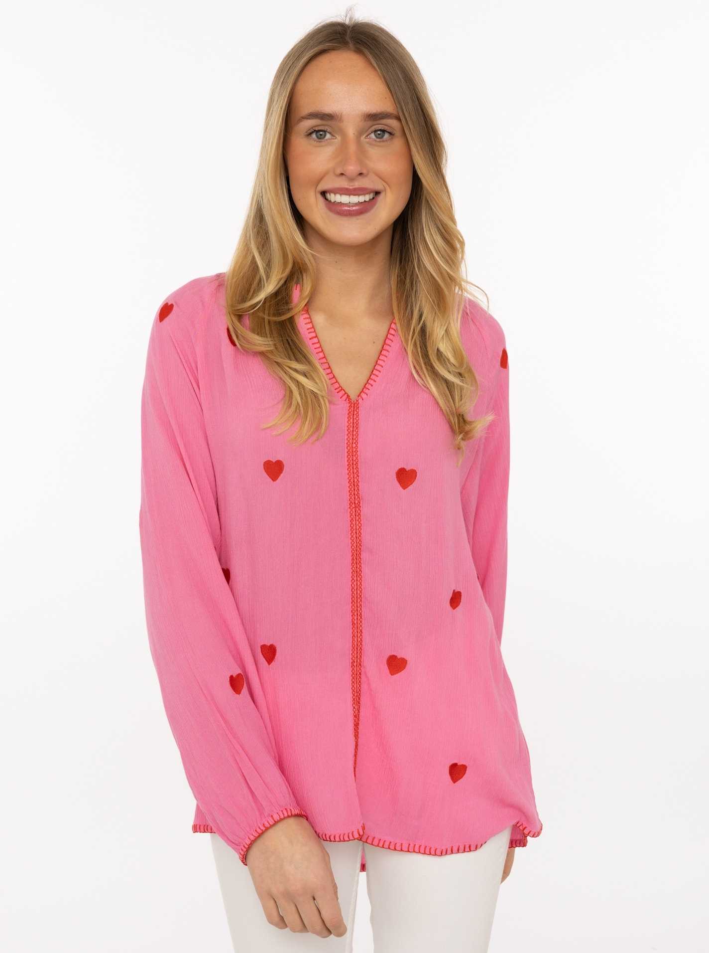 Bluse "Gestickte Herzen"