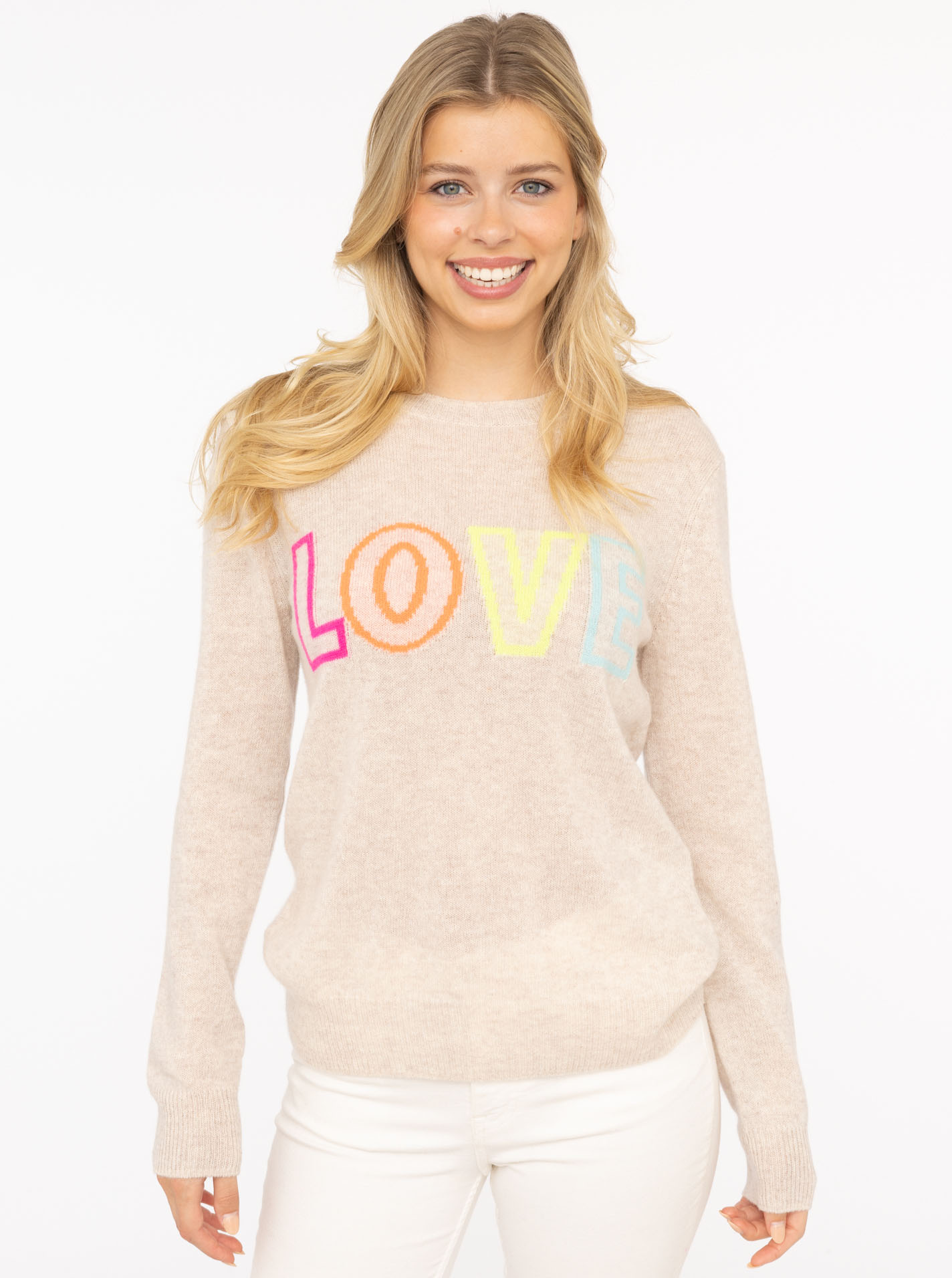 100% Cashmere Rundhals Pullover "LOVE"