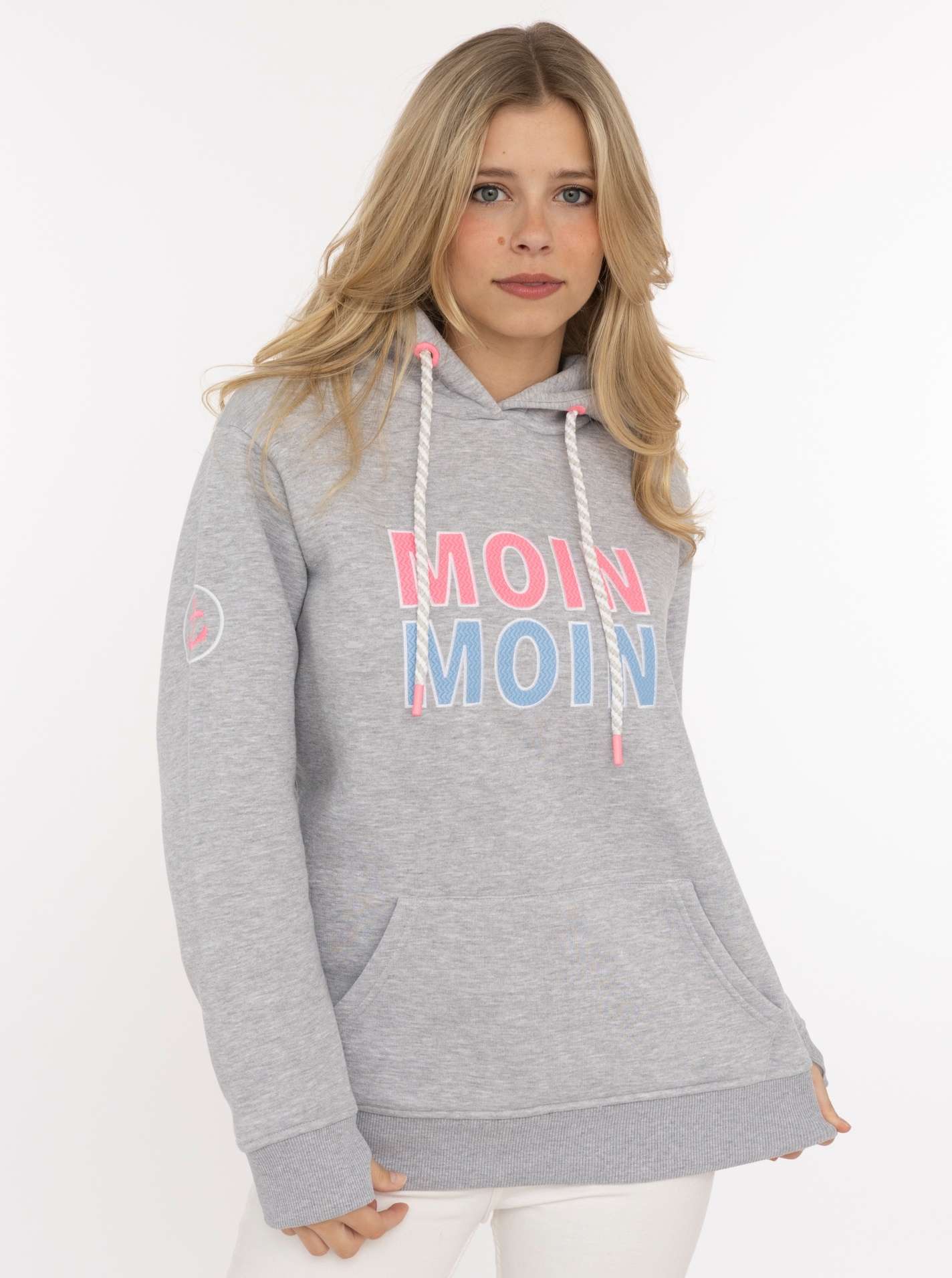 ART69f0a3e5a2dcb_025_Model_Hoodie_MoinMoin_31742_025_Grau Hoodie "Moin Moin"