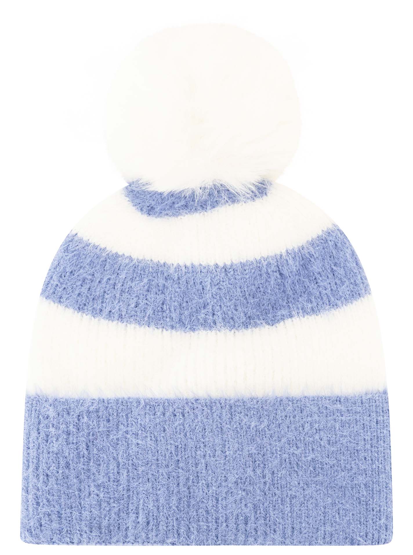 Mütze Umschlag mit Bommel "Streifen"