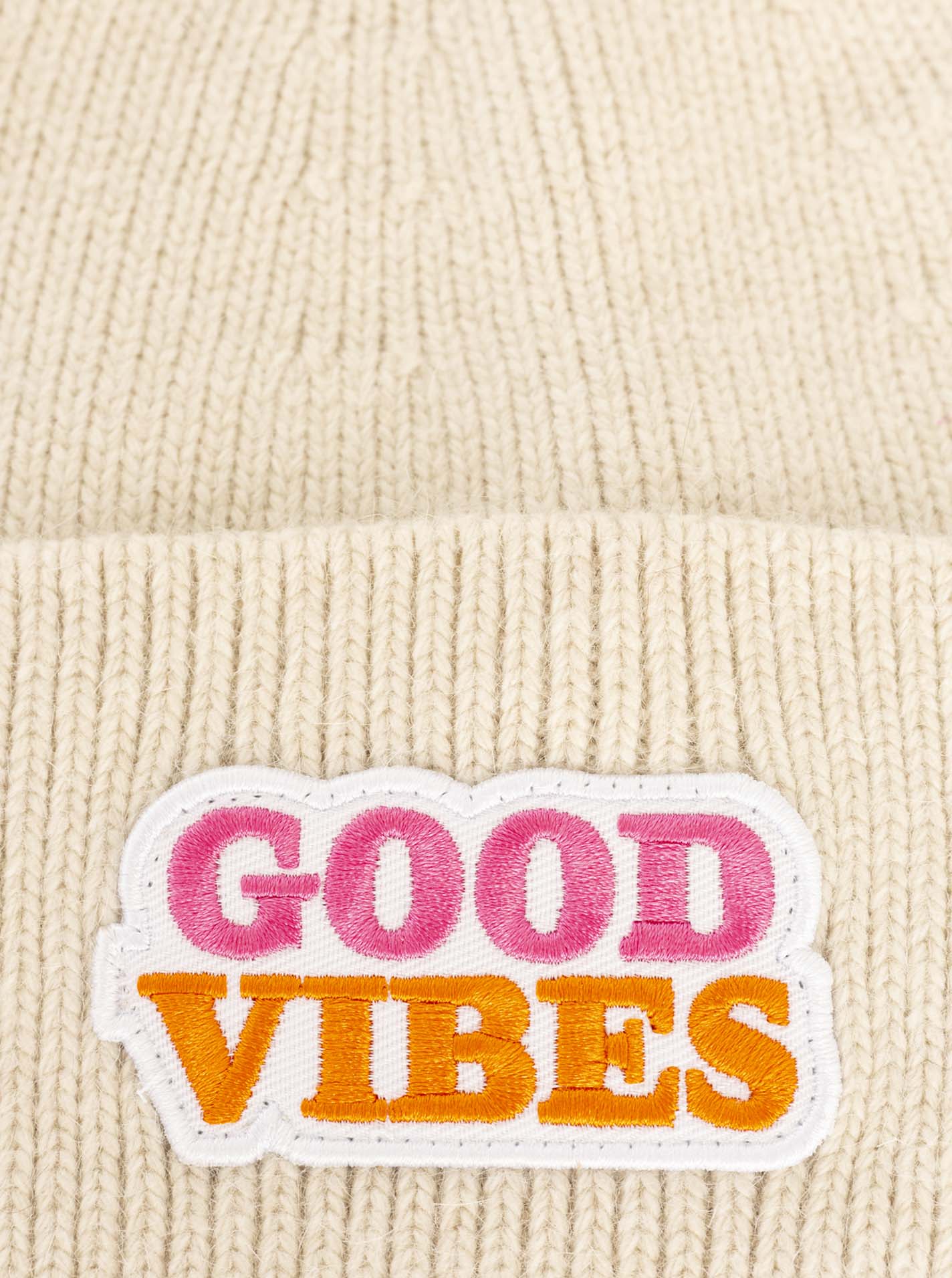 Umschlagmütze Wollmix "Good Vibes"