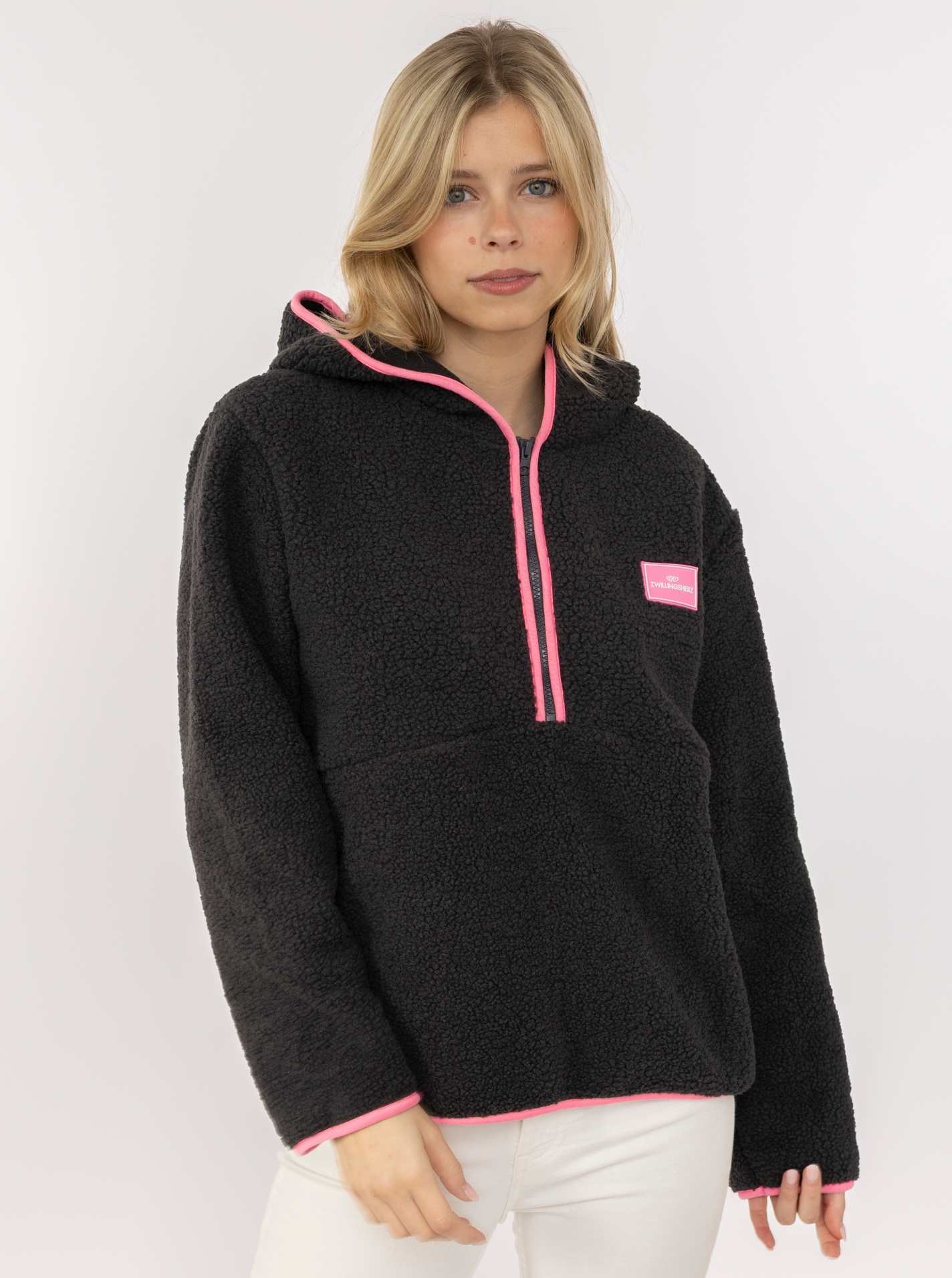 Teddyhoodie mit Zipper "Zwillingsherz"