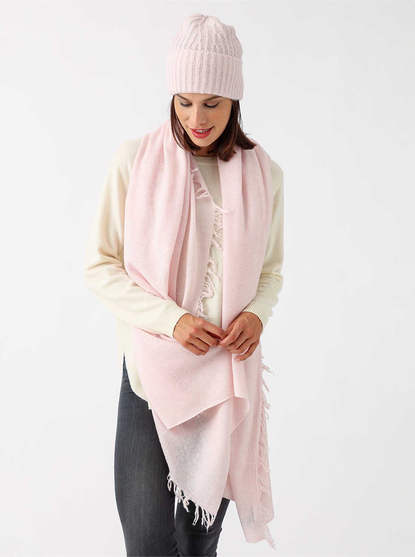 100% XXL Cashmere Fransenschal "Uni"