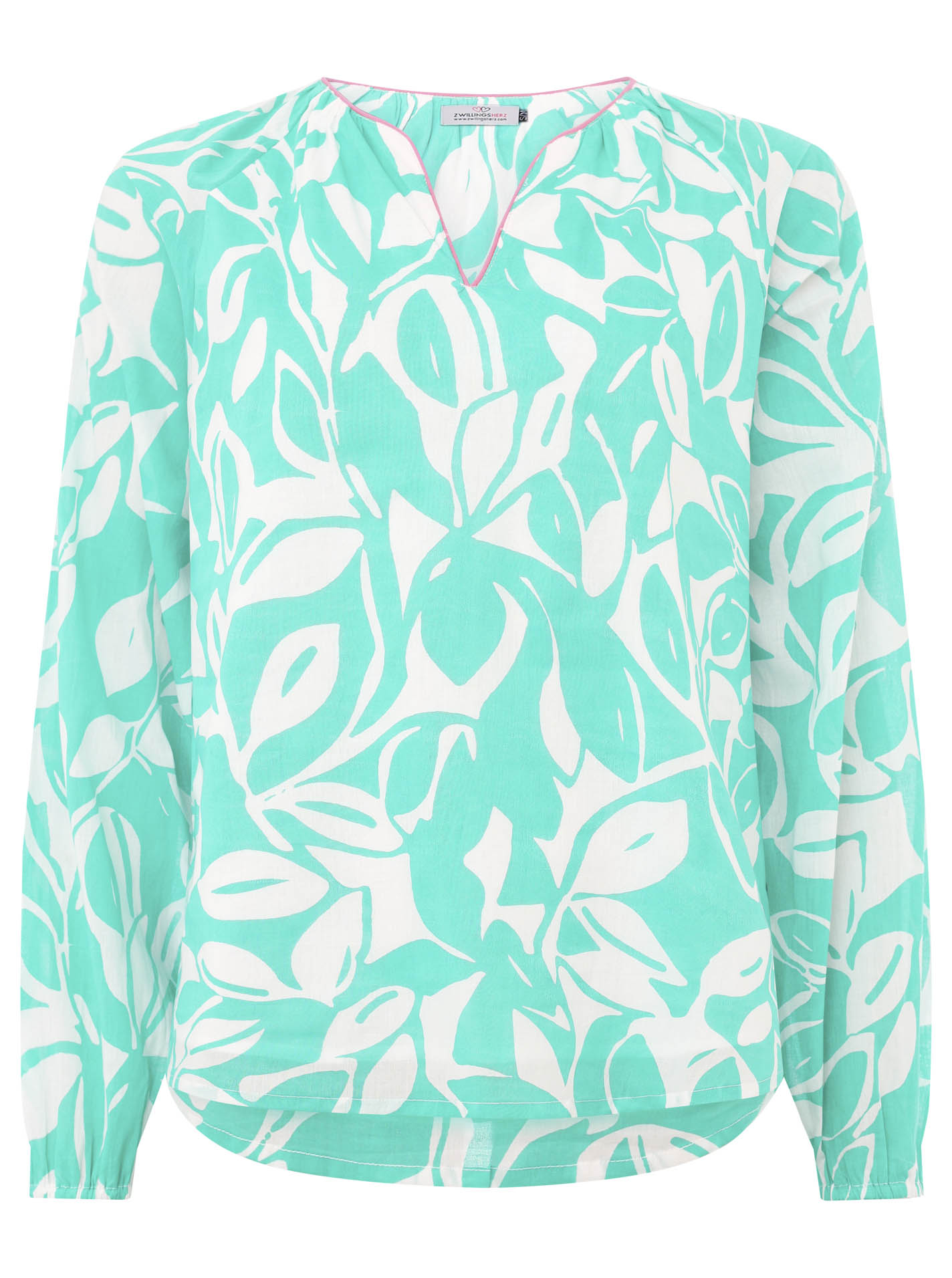 ARTKK67a4a249bd1616814 Bluse BW "Blätter Zweifarbig"