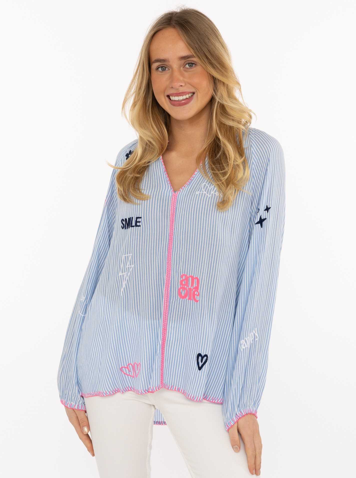 ART69df2ed95a55d_084_Model_Bluse_SmileAmore_33423_084_Blau Bluse "Smile & Amore"