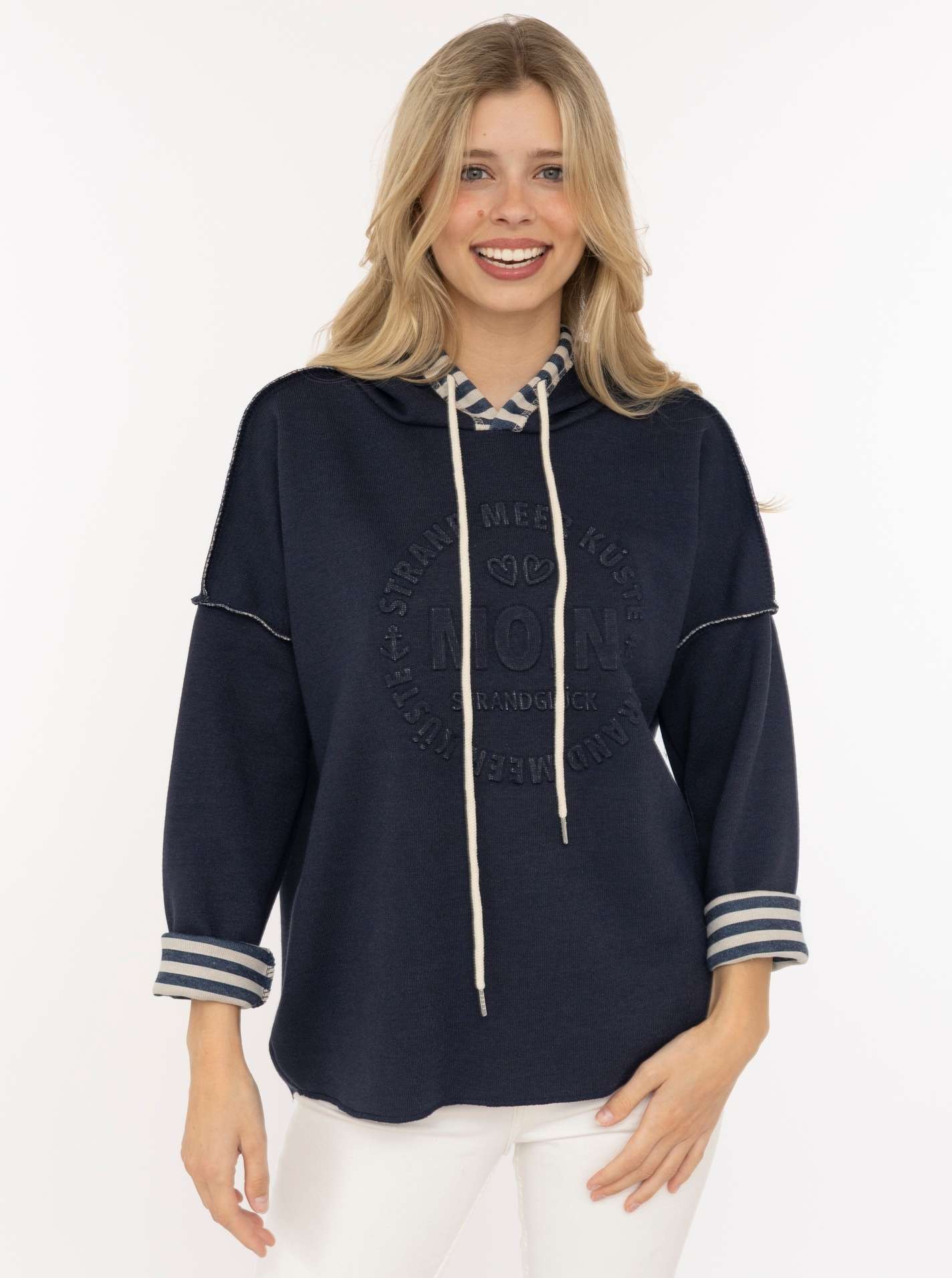 Doubleface Hoodie "Moin & Streifen"