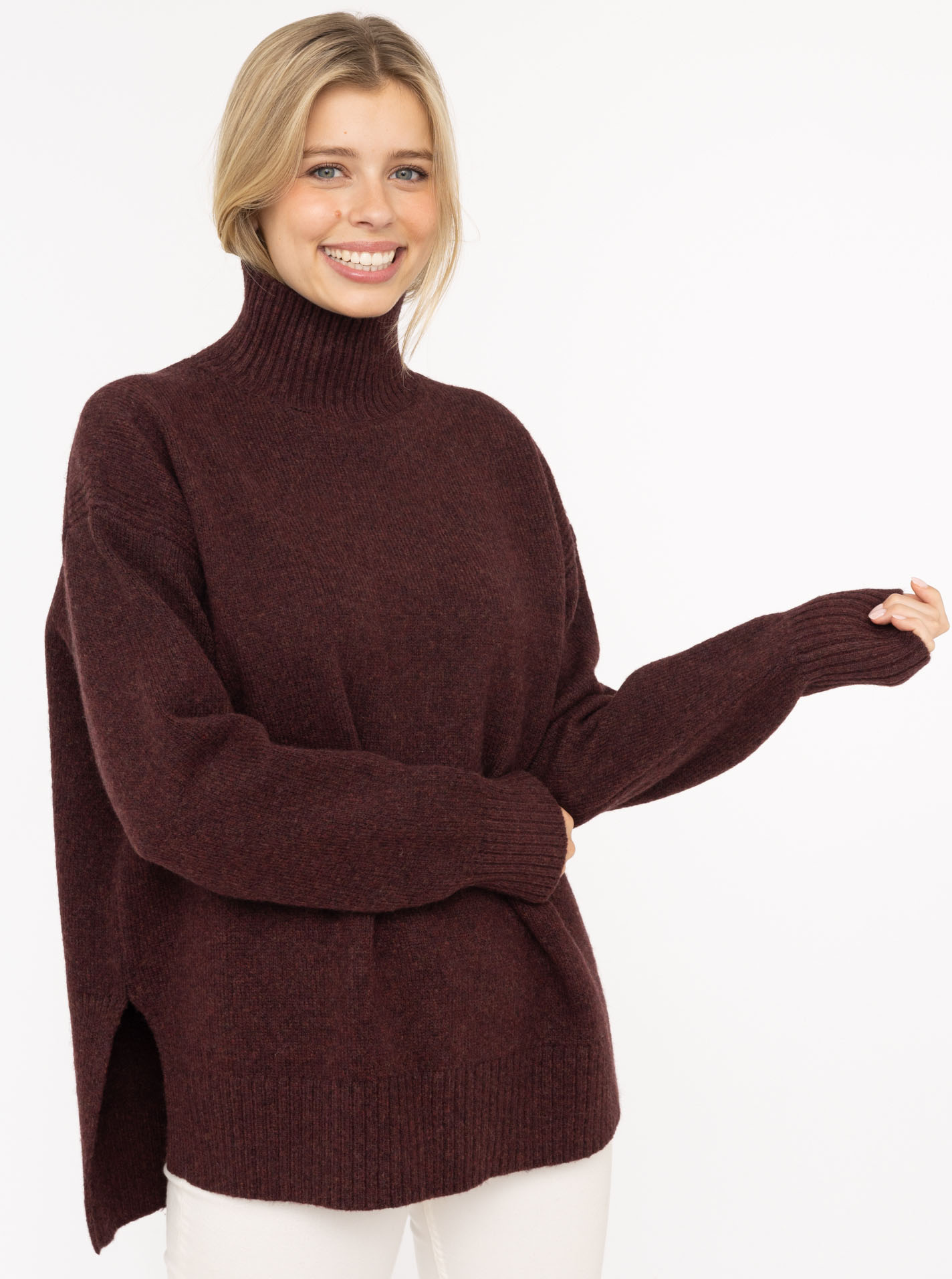 Wollmix Pullover mit Stehkragen