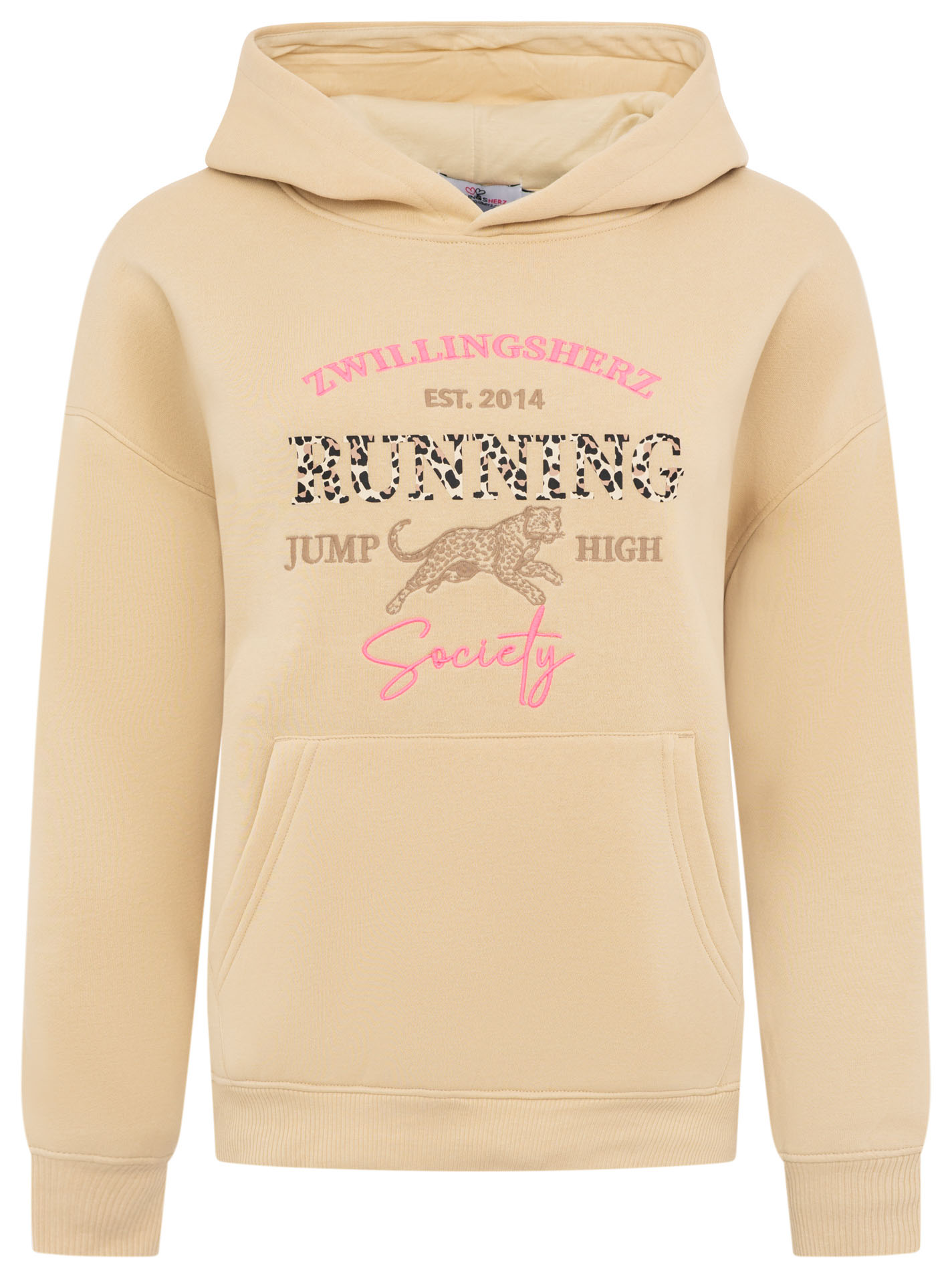 ART69d7b246e70be_029_Hoodie_RunningSocietyLeo_45042_Beige Hoodie "Running Society Leo"