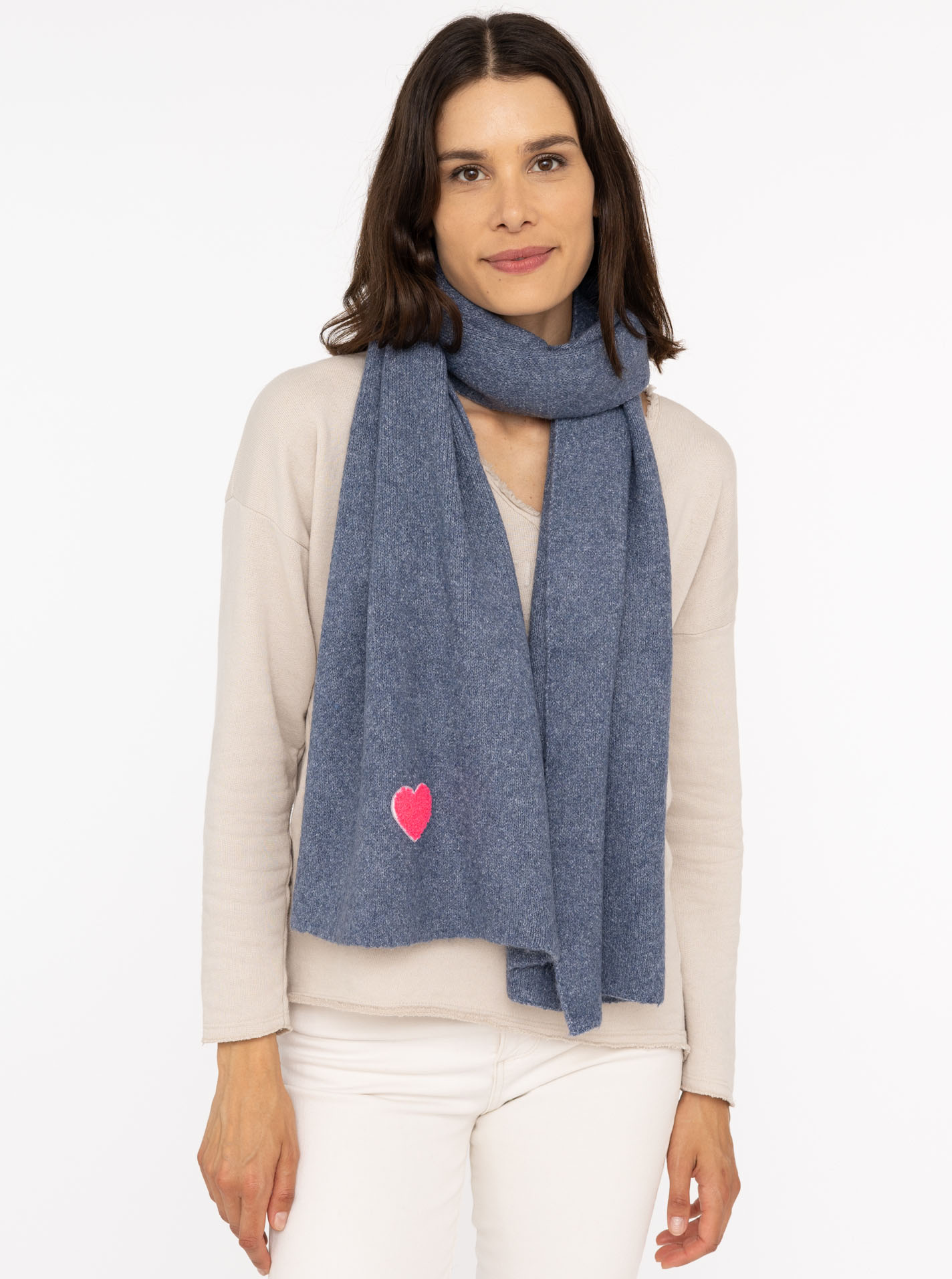 Strickschal Wollmix "Uni & Herz"