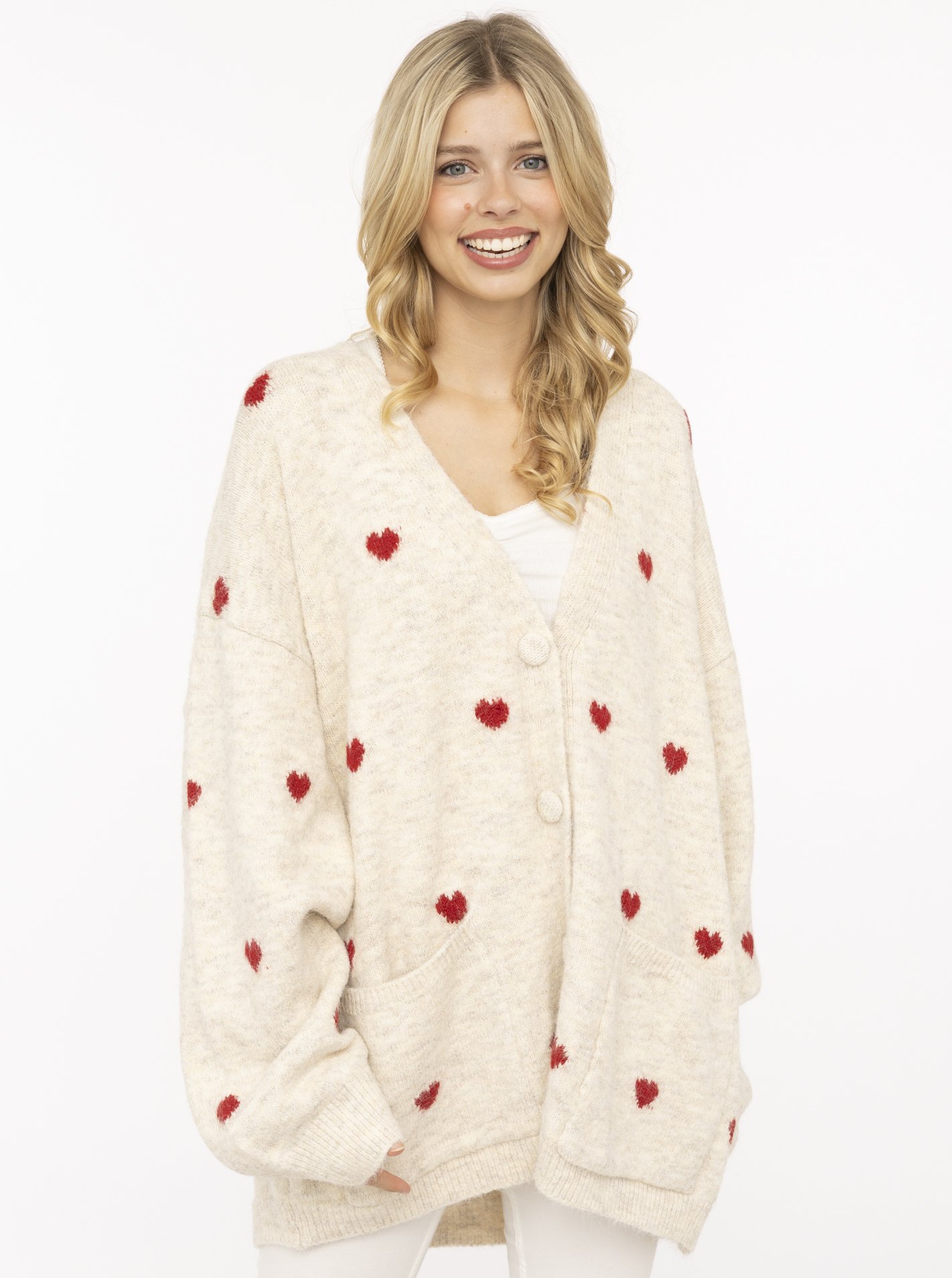 Oversize Cardigan Wollmix "Herzen"