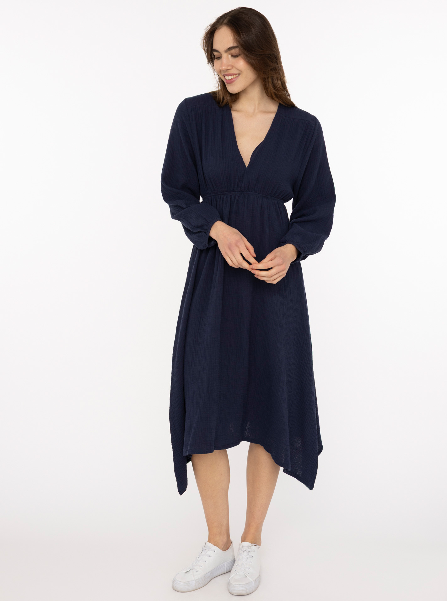 Maxikleid Musselin BW "Uni"