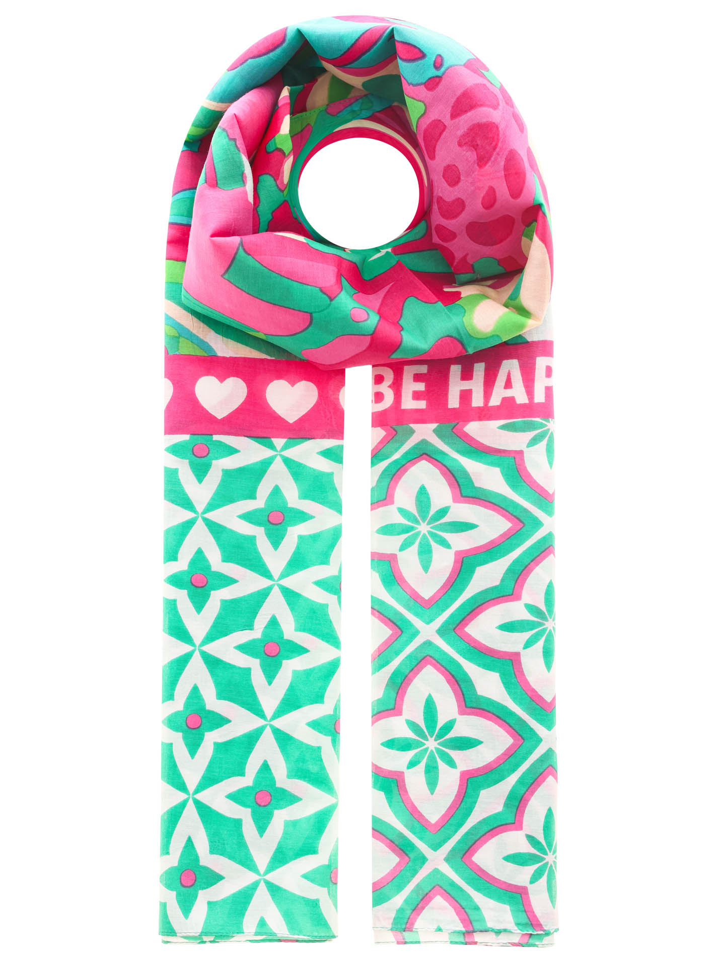 Schal BW/Seide Digital Print "Shine and Be Happy"