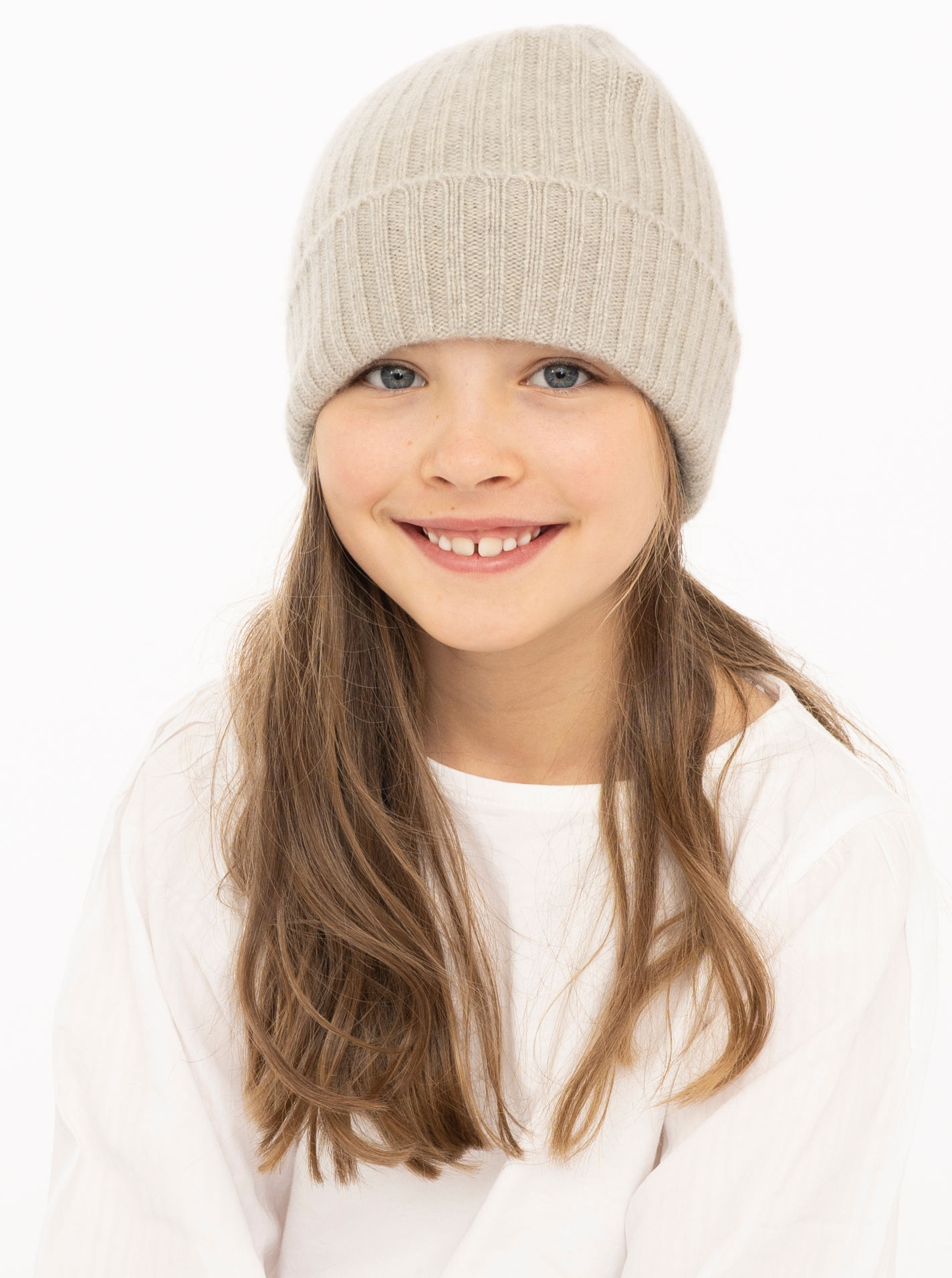 100% Cashmere Kids Rib Beanie Chunky