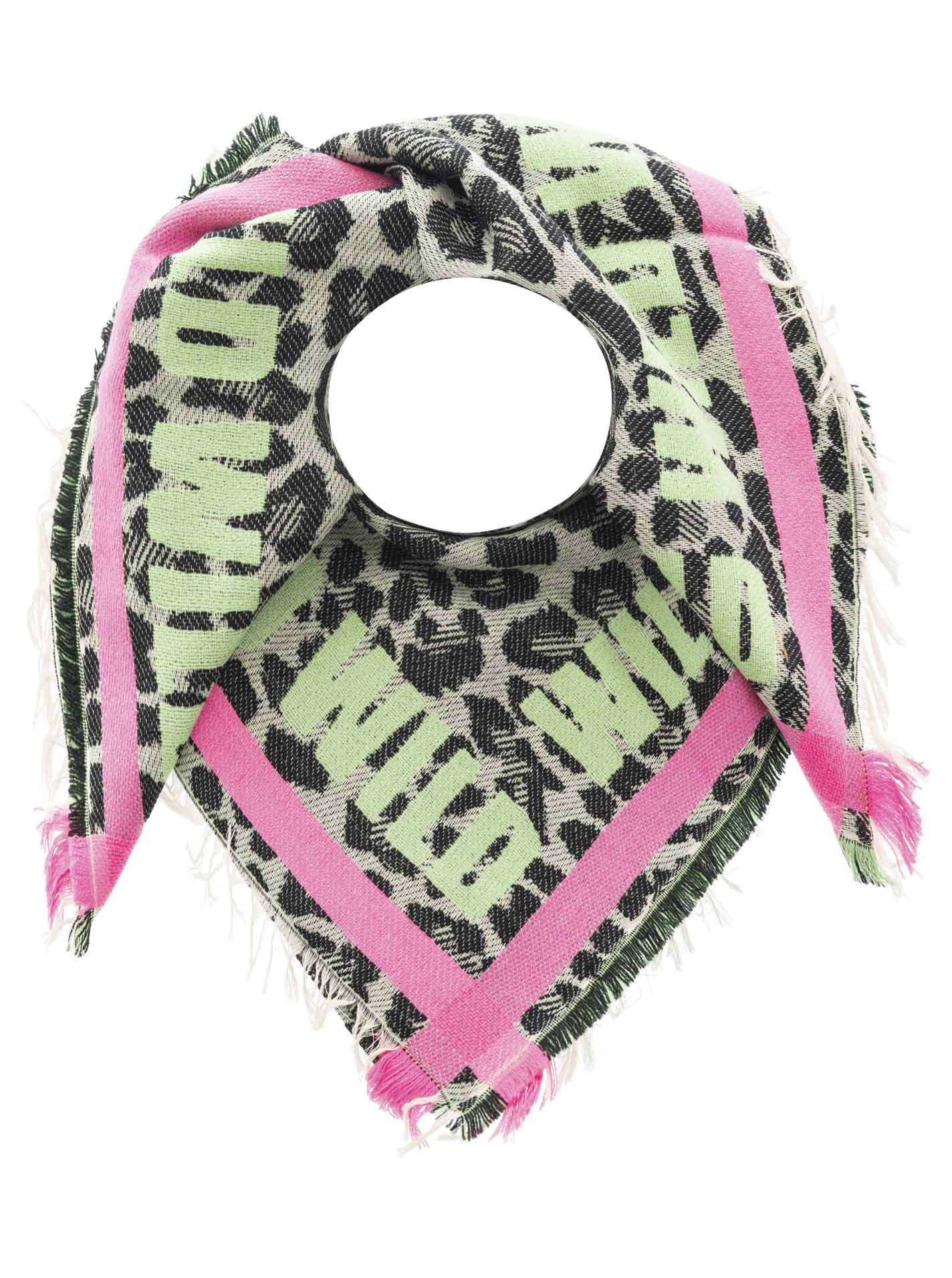 Vierecktuch  BW/Wolle "Wild Leopard I"
