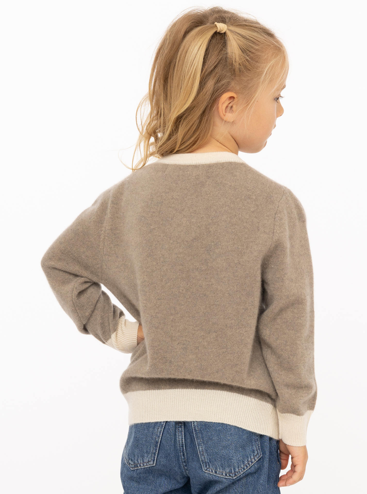 100% Cashmere Kids Rundhals Pullover zweifarbig