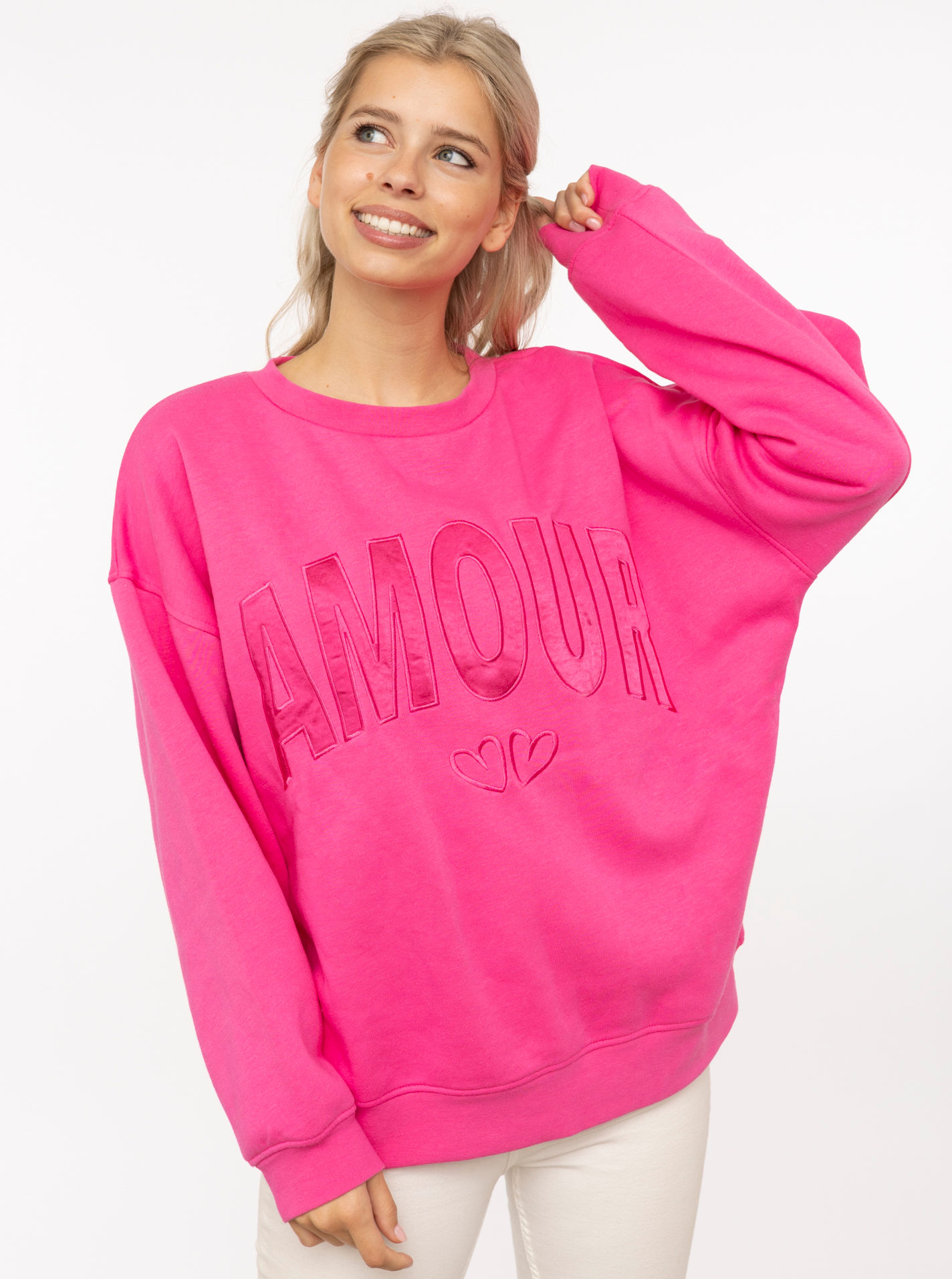 Boxy Sweatshirt "AMOUR" Satin
