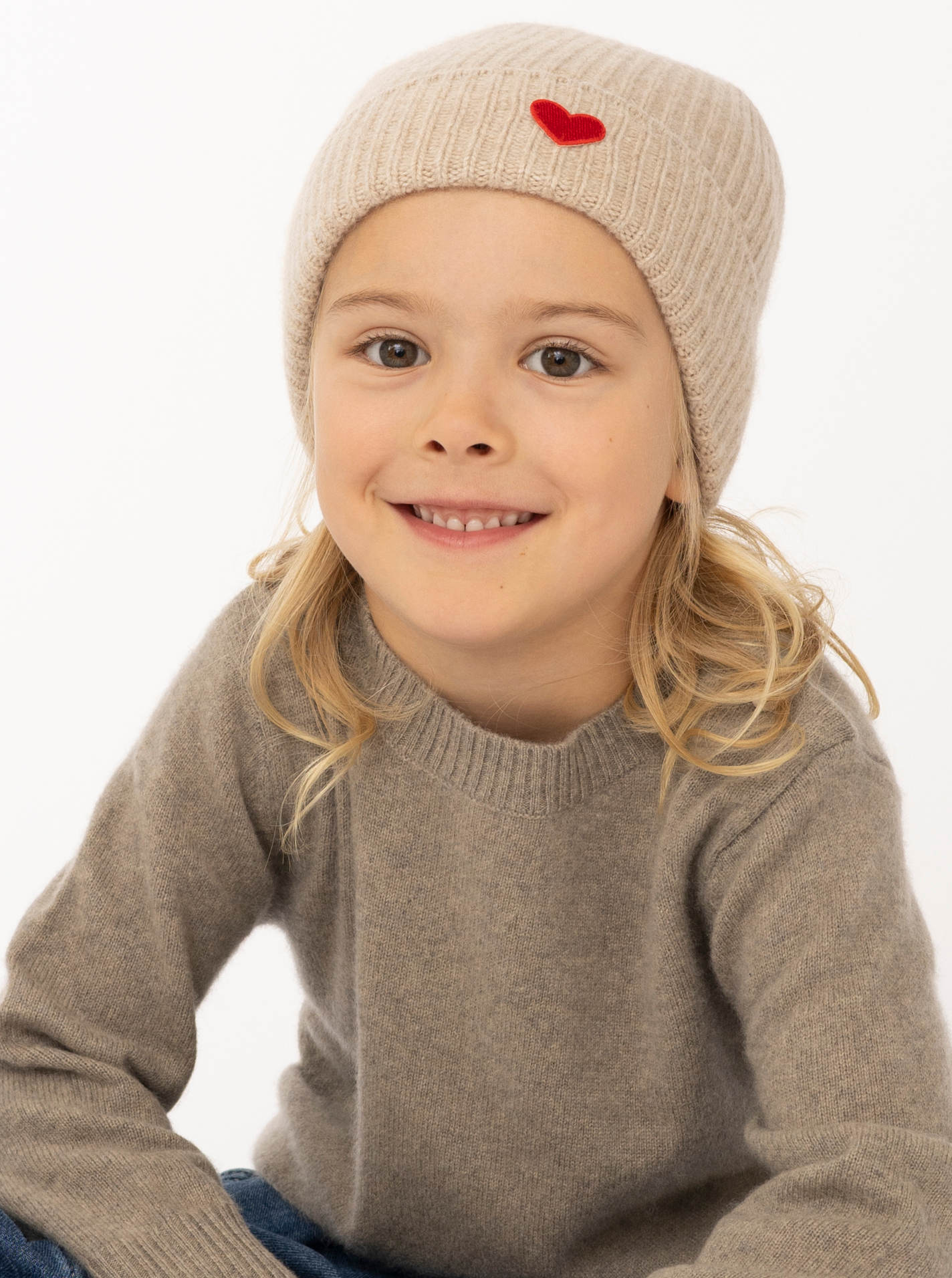 100% Cashmere Kids Beanie Herzpatch