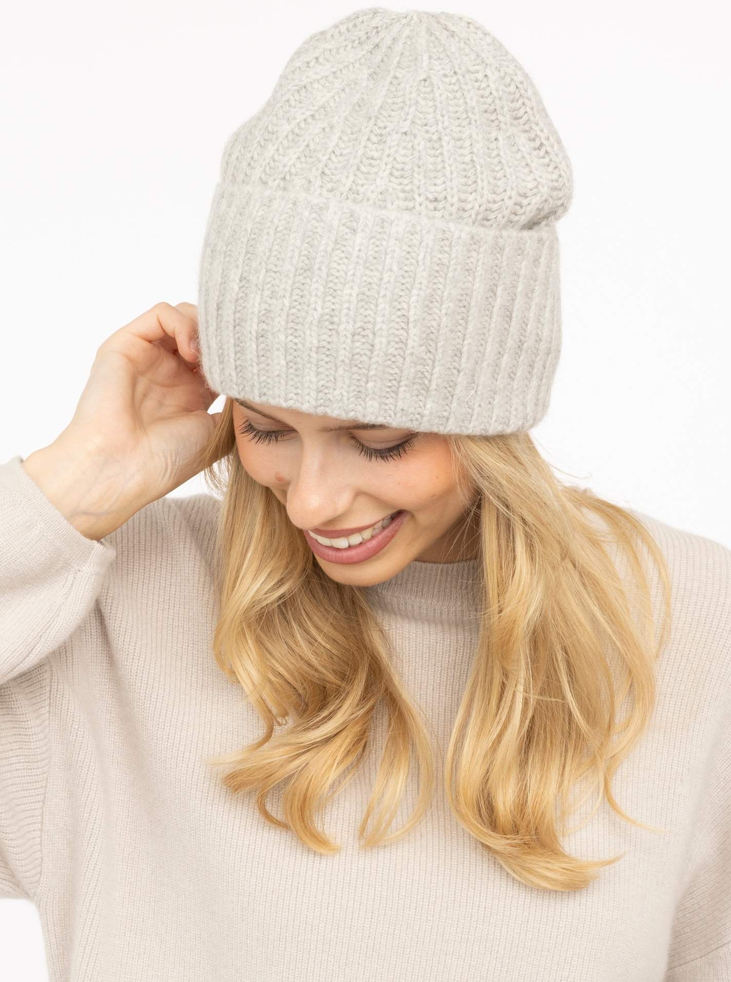 100% Cashmere Grobstrickmütze