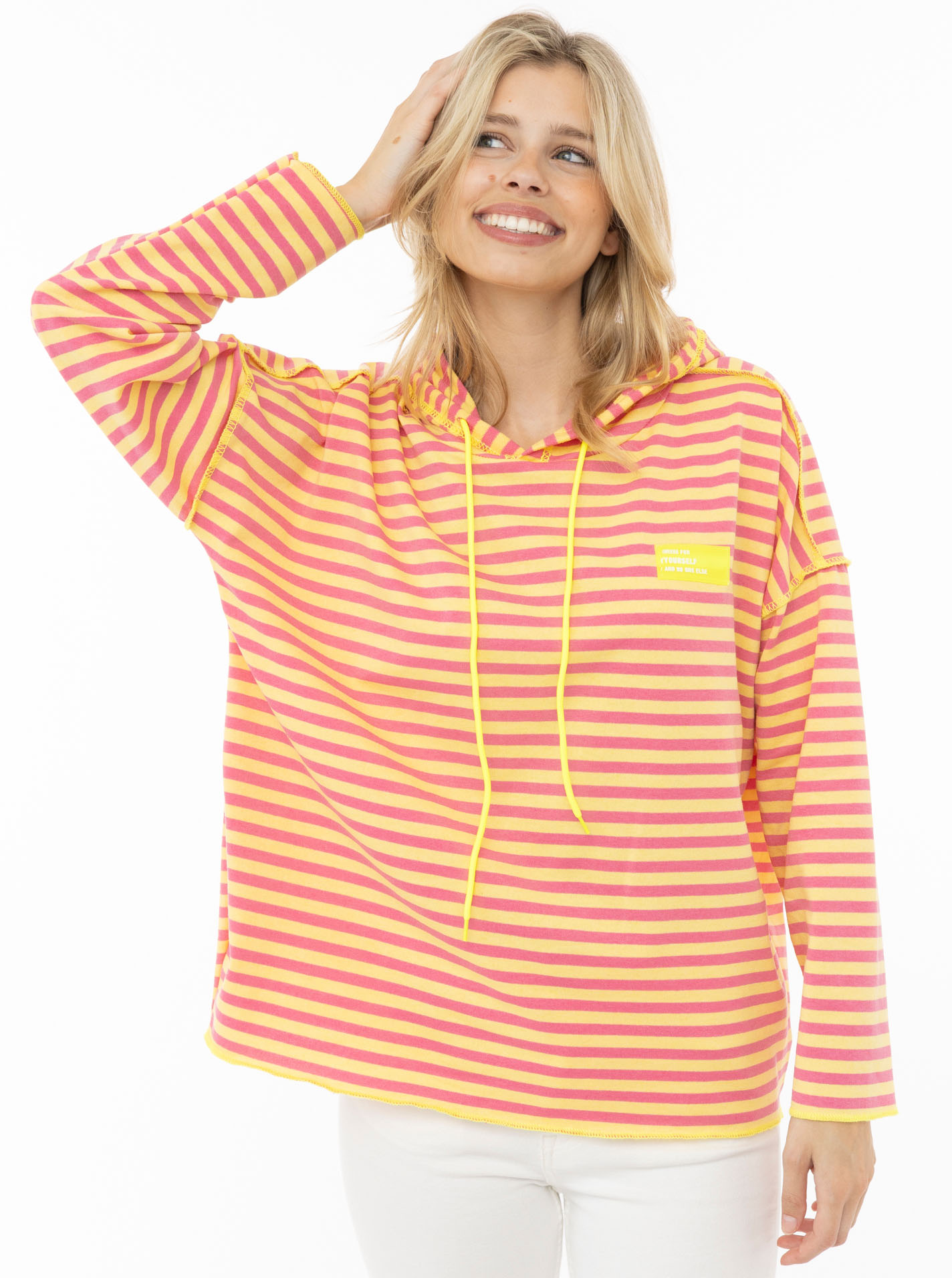 Hoodie BW "Neon Streifen & Patch"