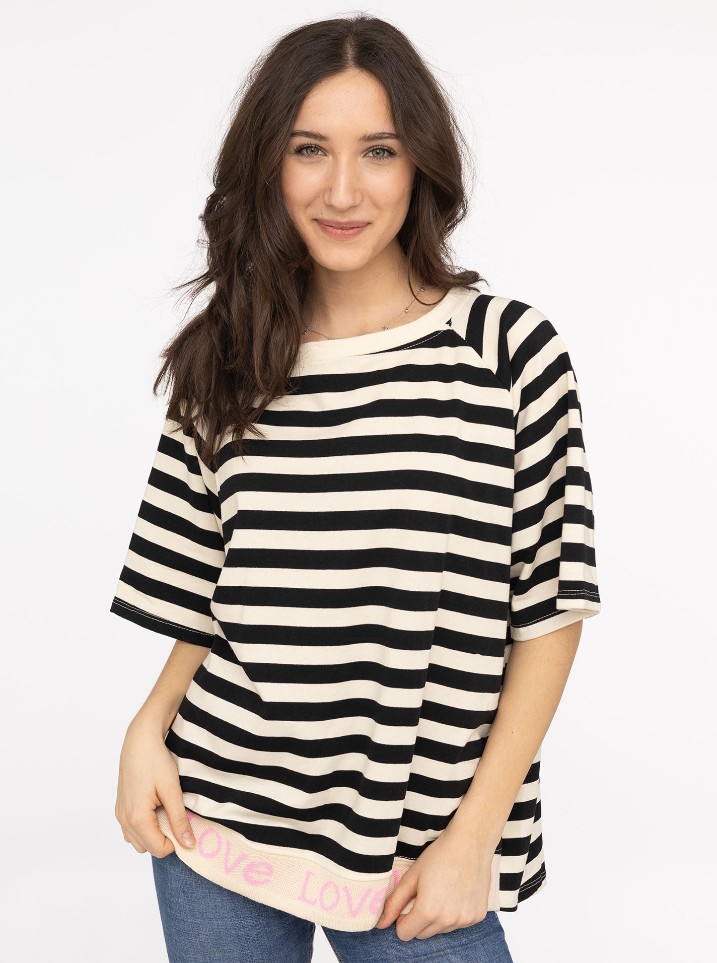 Shirt BW "Love & Streifen"