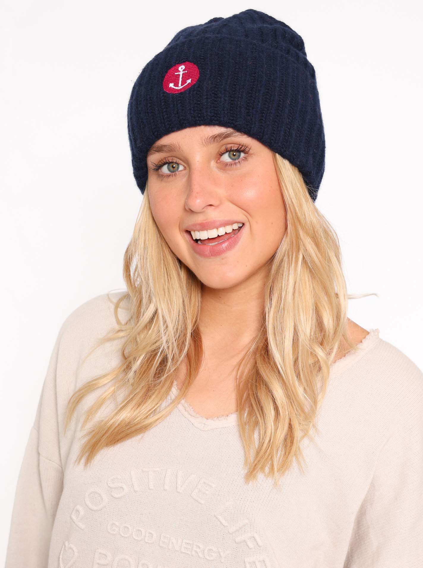 100% Cashmere Grobstrick Mütze "Anker"