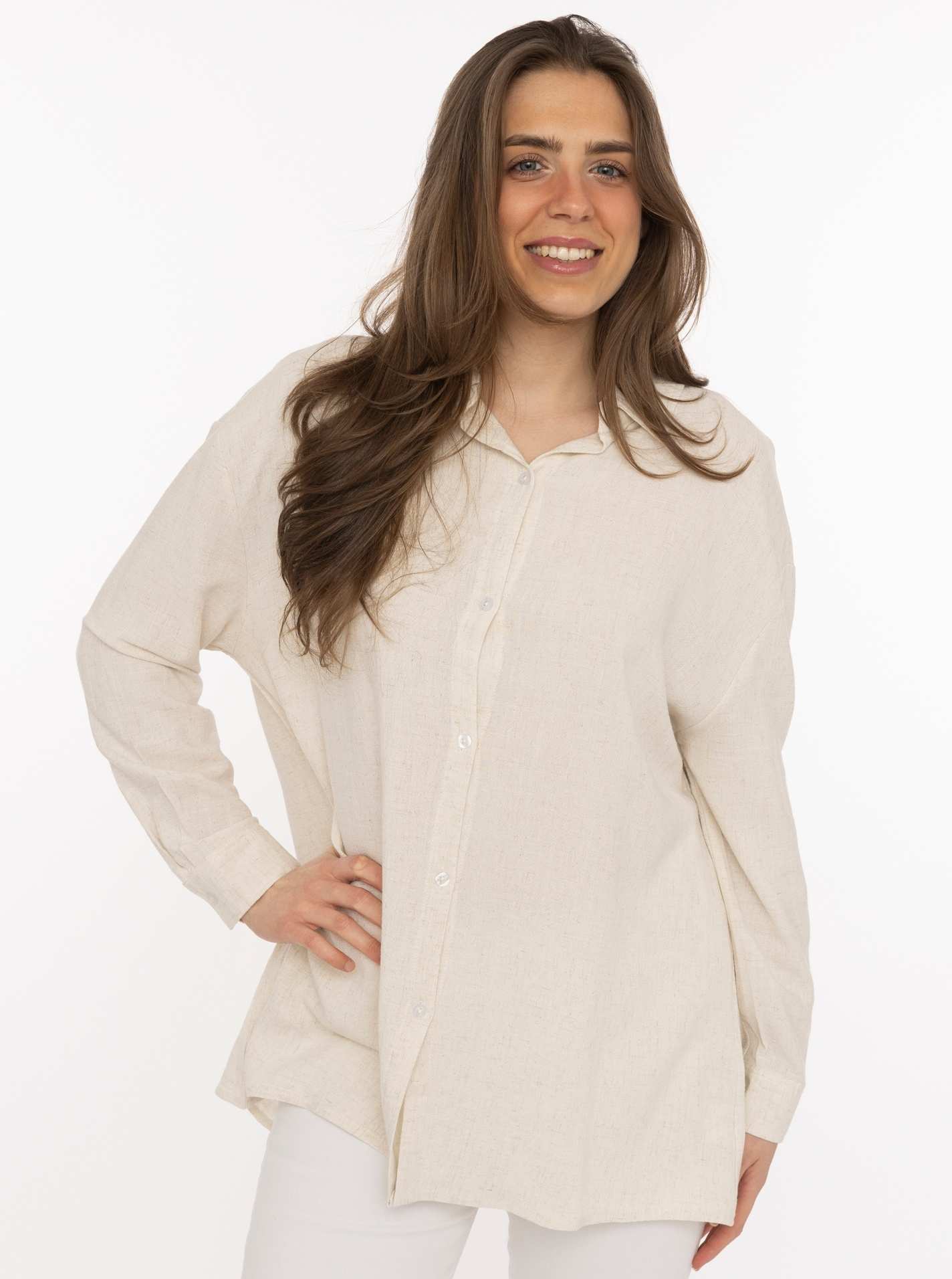 Oversize Bluse Leinenmix "Uni"