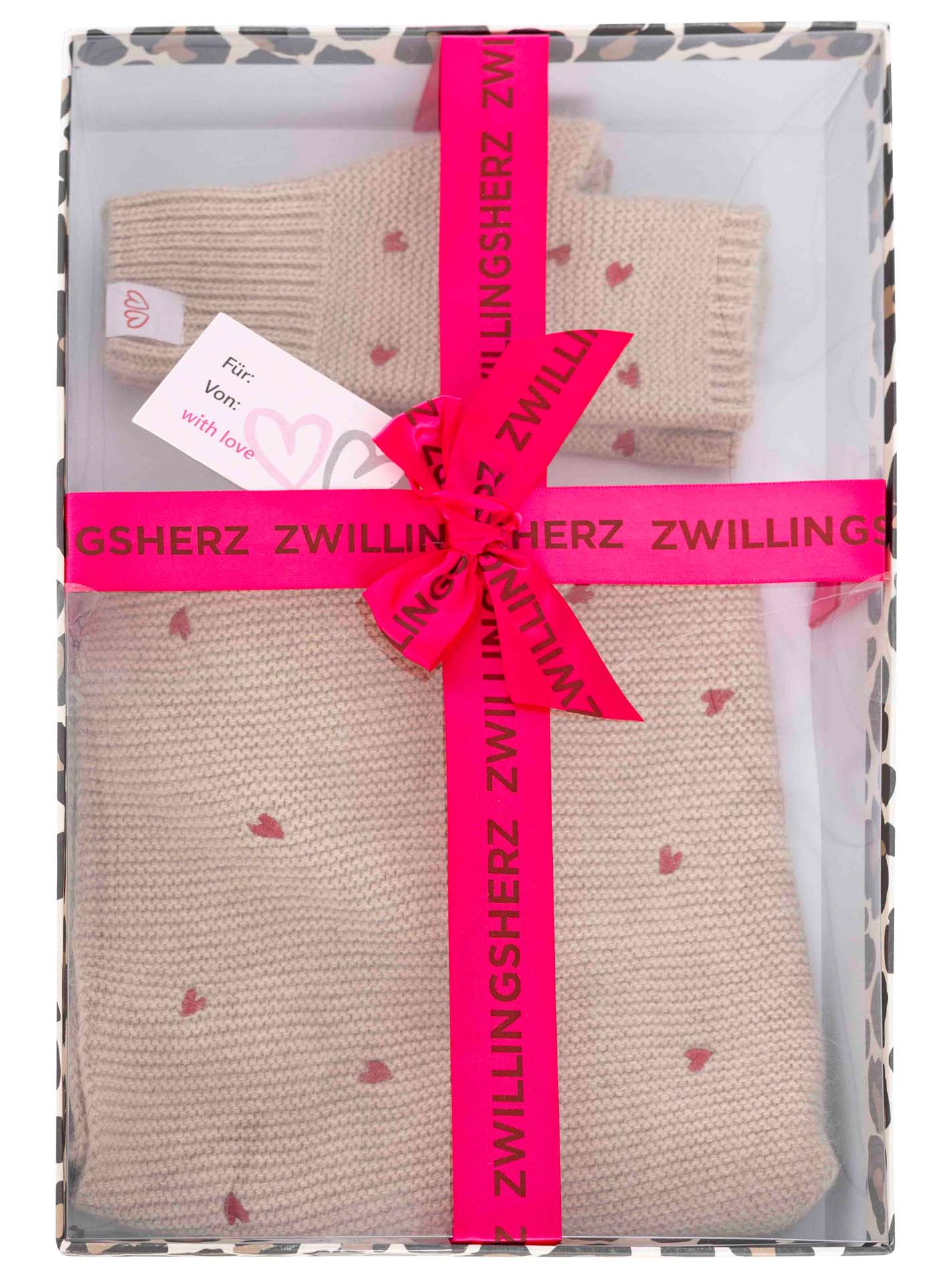 Geschenk Set Dreieckstuch & Handschuh "Herzchen"