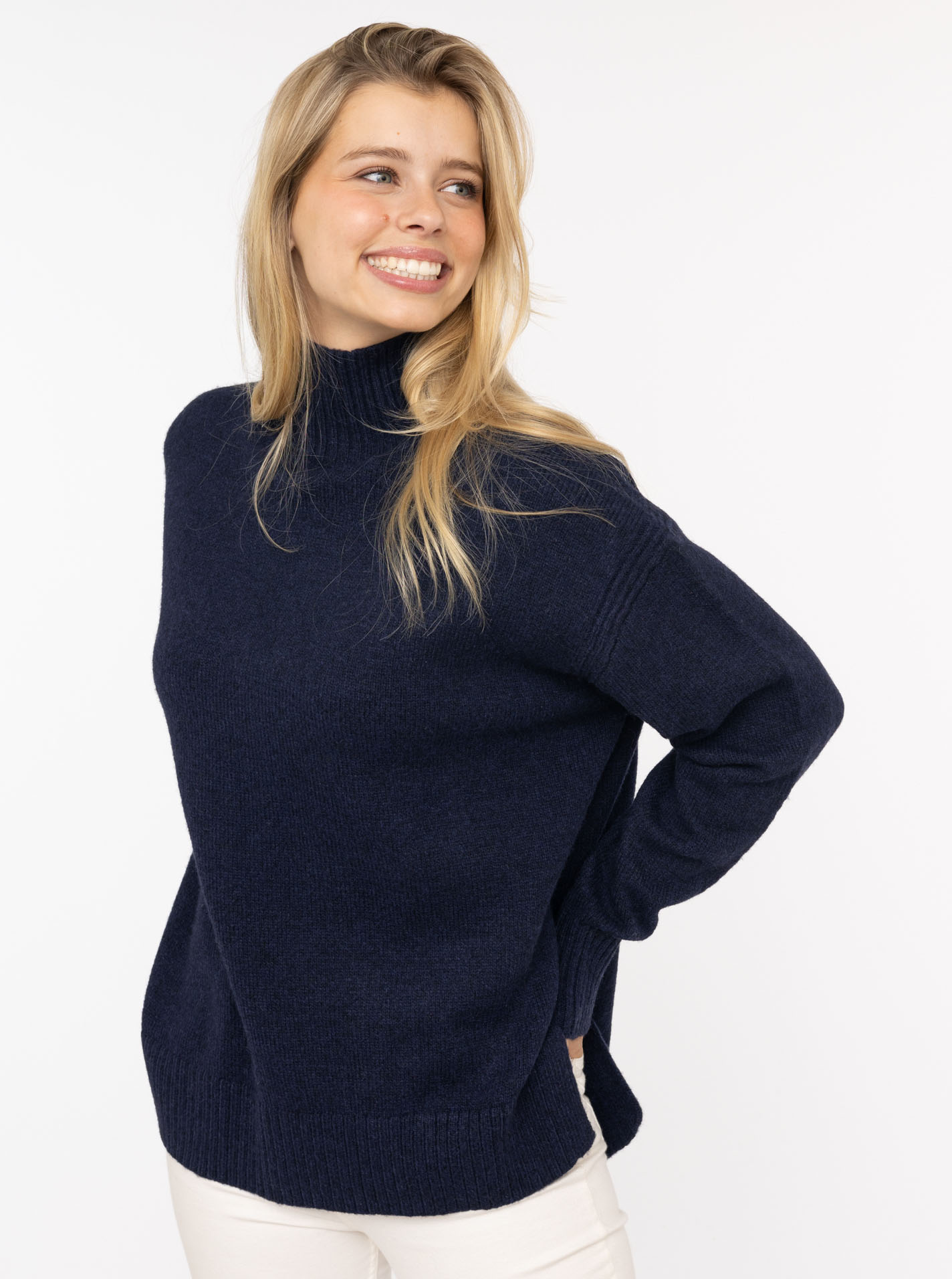 Wollmix Pullover mit Stehkragen