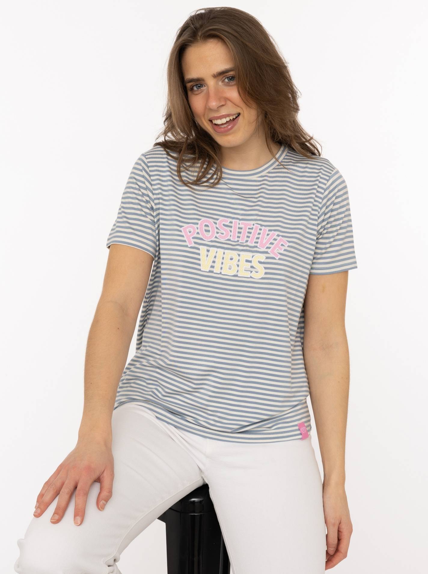 T-Shirt Streifen "Positive Vibes"