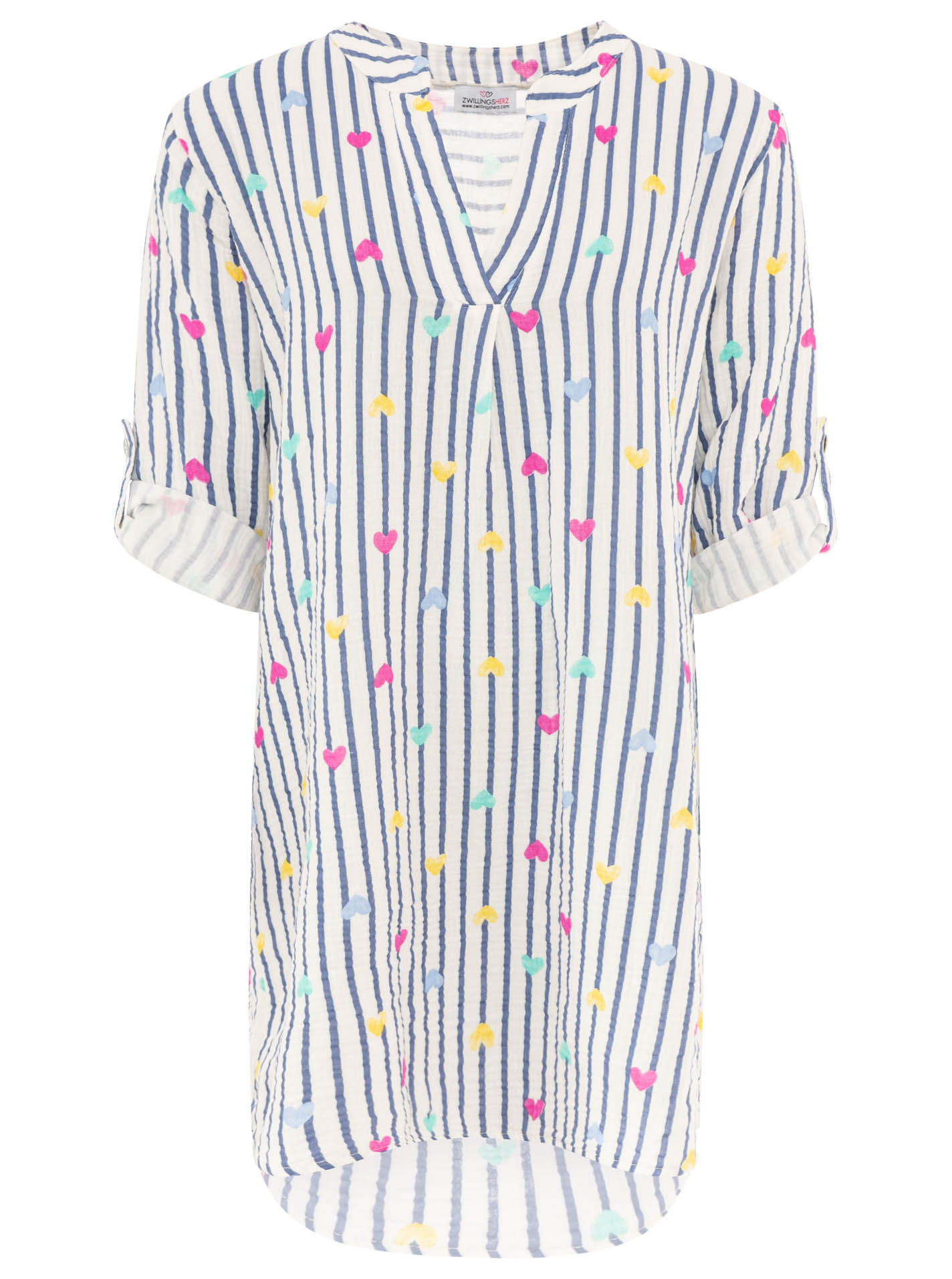 Musselin Tunika "Streifen & Herzen"