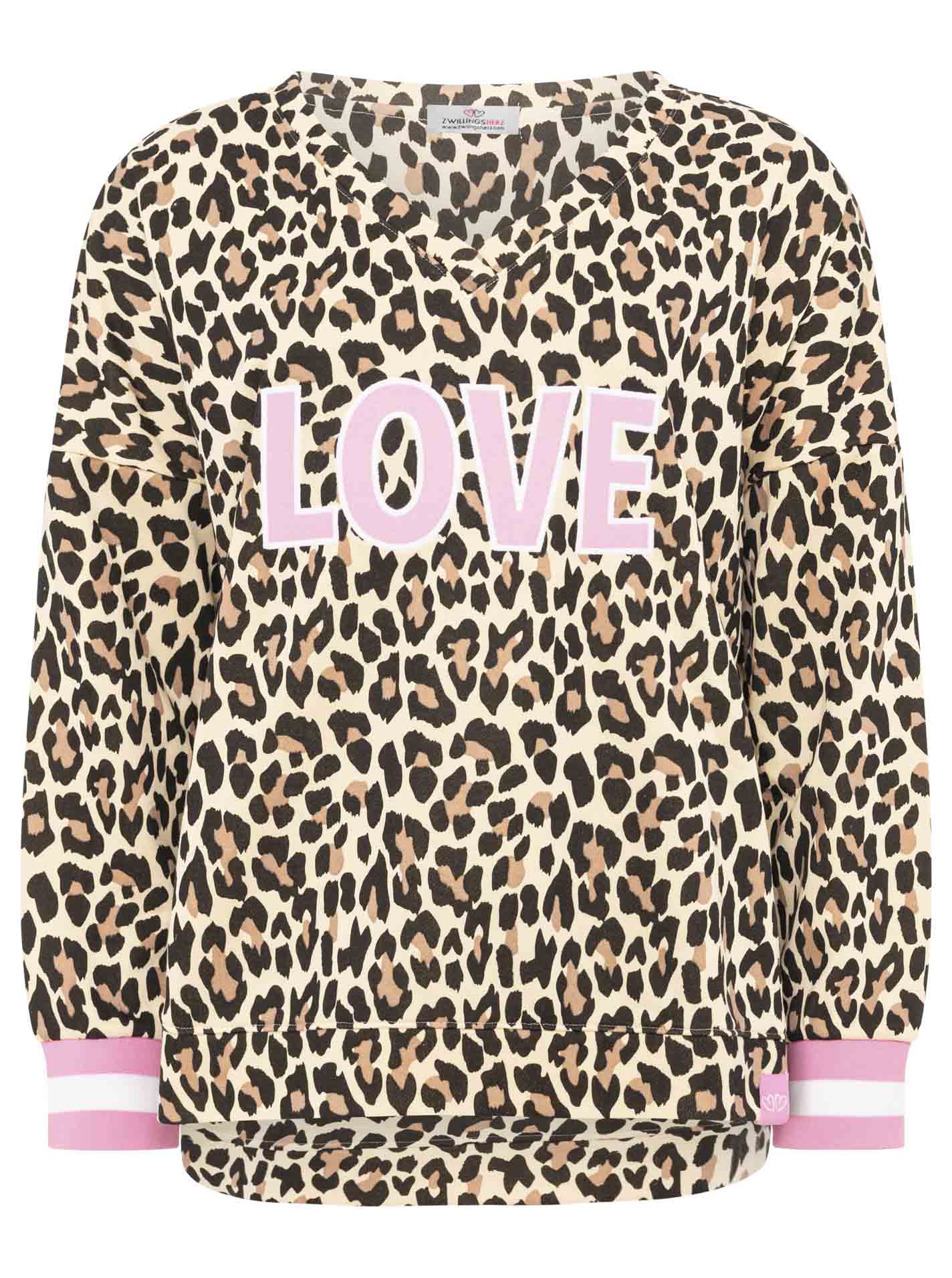 Sweat Pulli V-Neck  "Leo Pink Love"