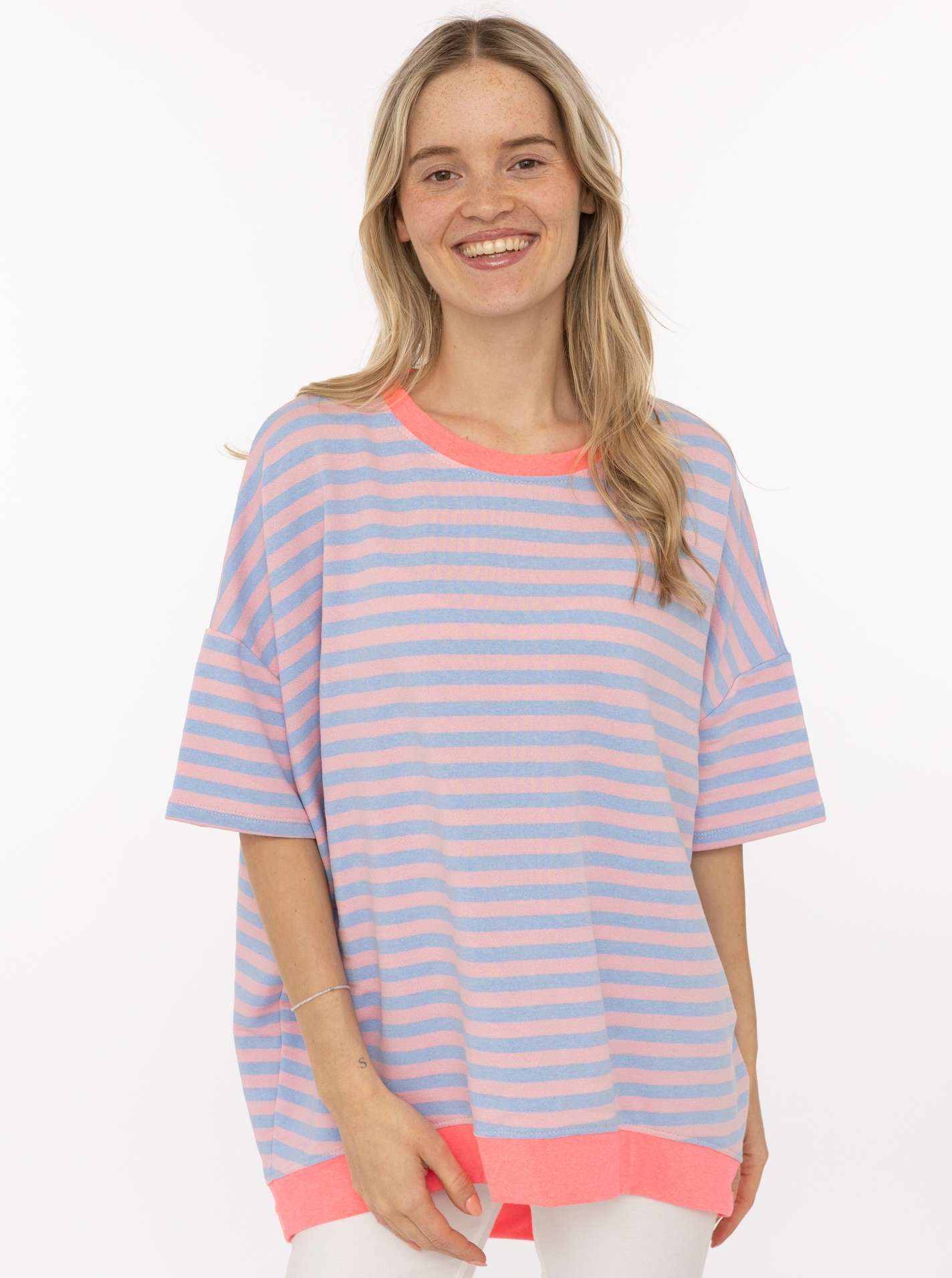 Oversize Shirt "Neon Streifen"
