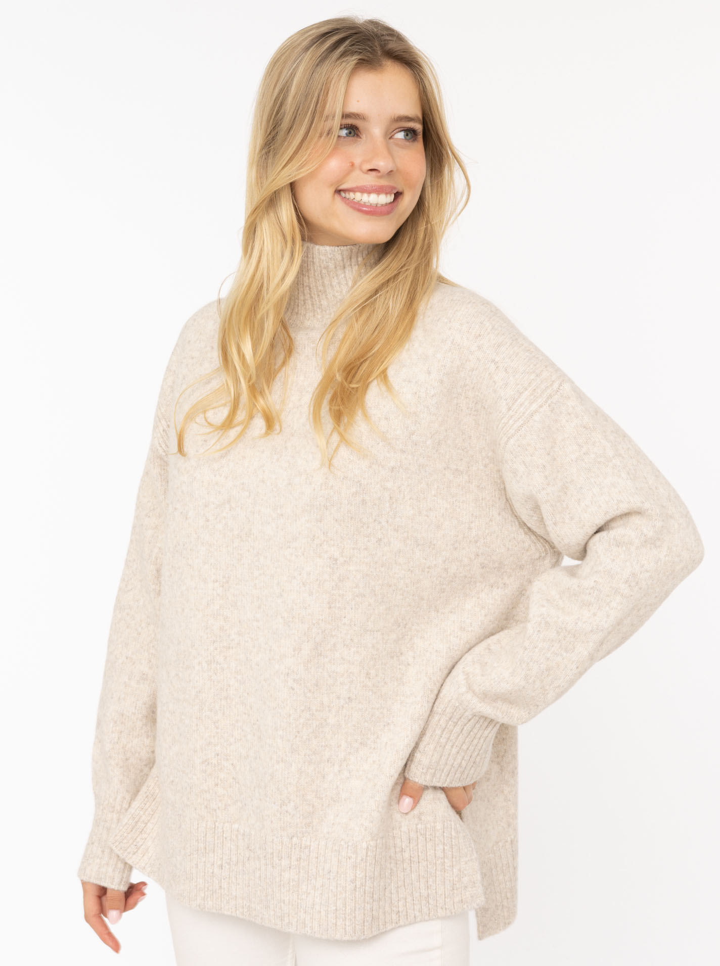 Wollmix Pullover mit Stehkragen