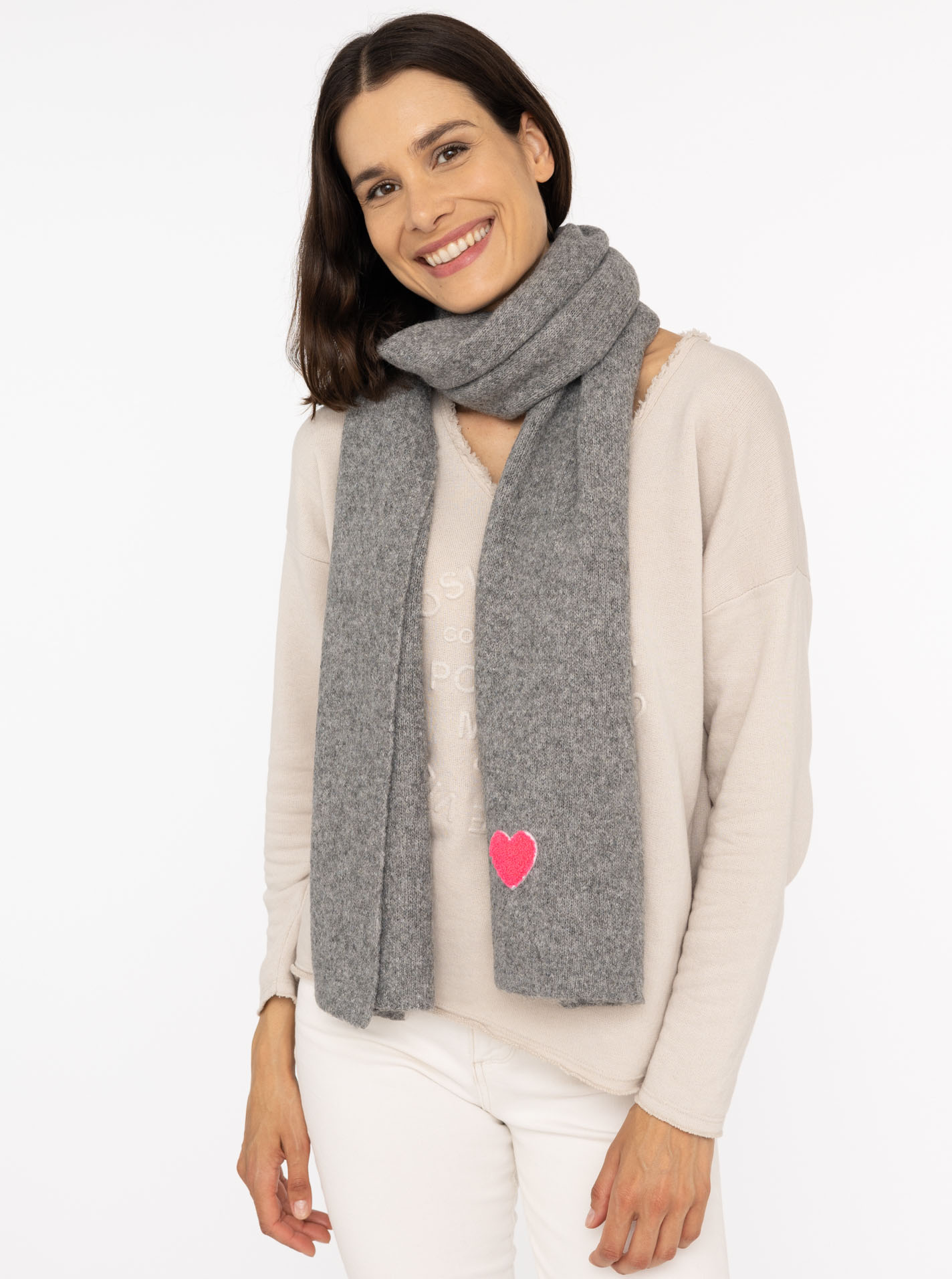 Strickschal Wollmix "Uni & Herz"