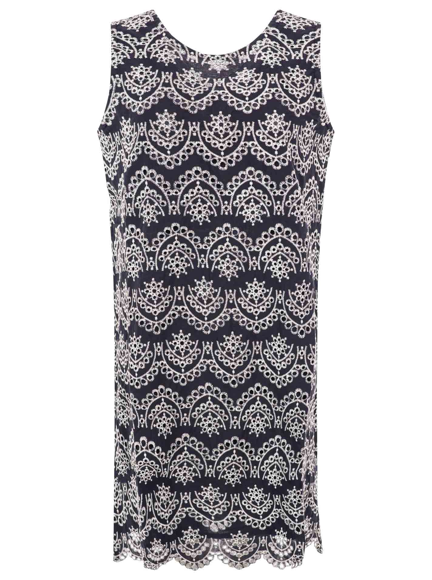 Ärmelloses Minikleid mit Lochstickerei