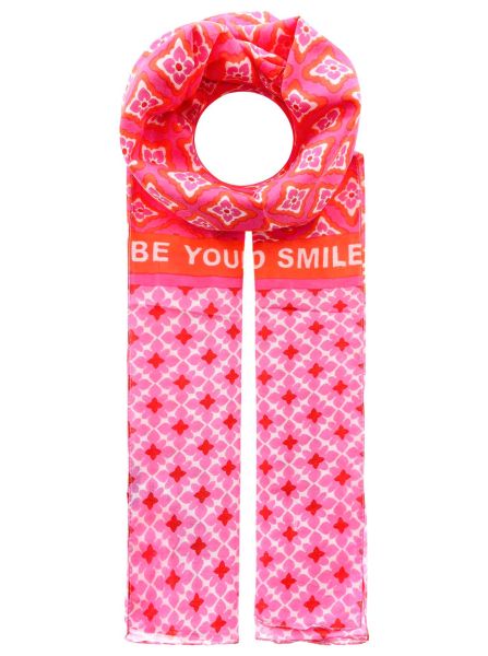 Schal Digital Print BW/Seide "Be Yourself and Smile"